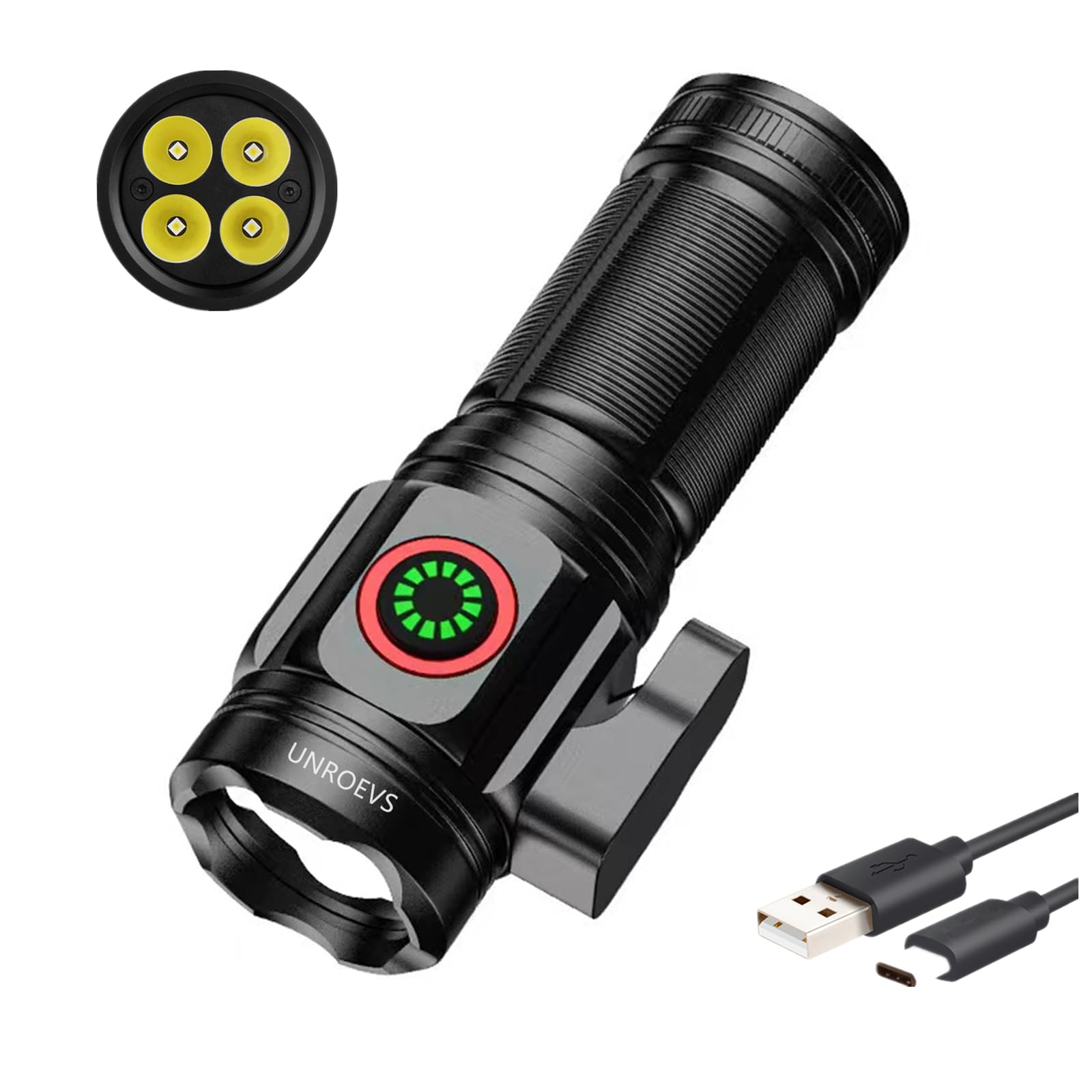 Unroevs Xc02 Mini Flashlight Rechargeable With Seatbelt Cutter,Pocket Flashlights High Lumens 5 Modes,Small Flashlights Powerful With Tail Magnet,Flash Light For Edc Carry,Outdoor.