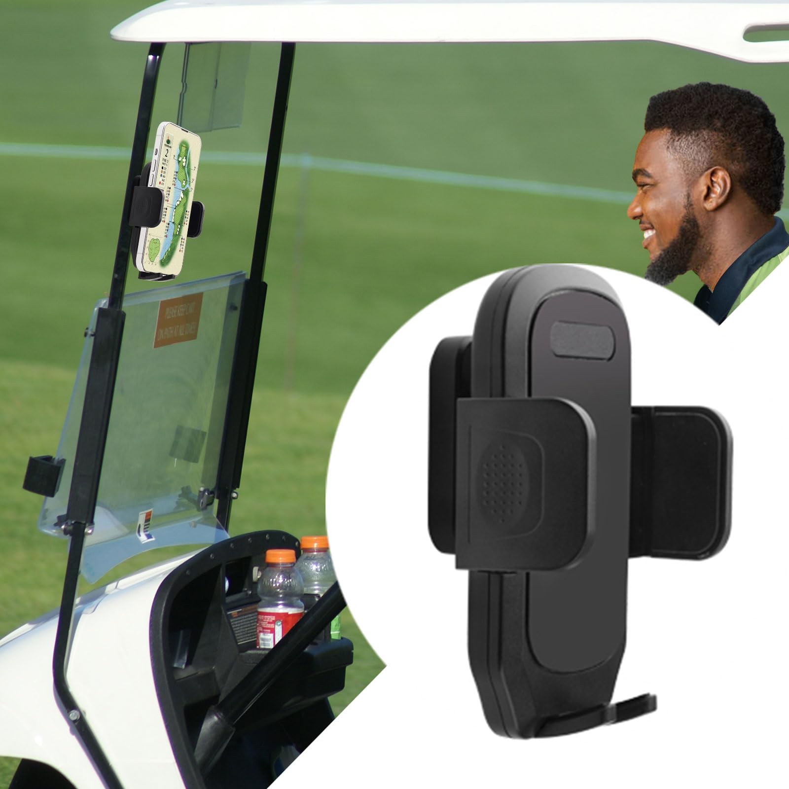 Uyodm Golf Cart Magnetic Phone Holder Mount, Ultra Strength 6N52 Magnets Cell Phone Caddy Compatible With Ezgo Club Car Yamaha,Fit For Most Smartphone,Thick Case Friendly