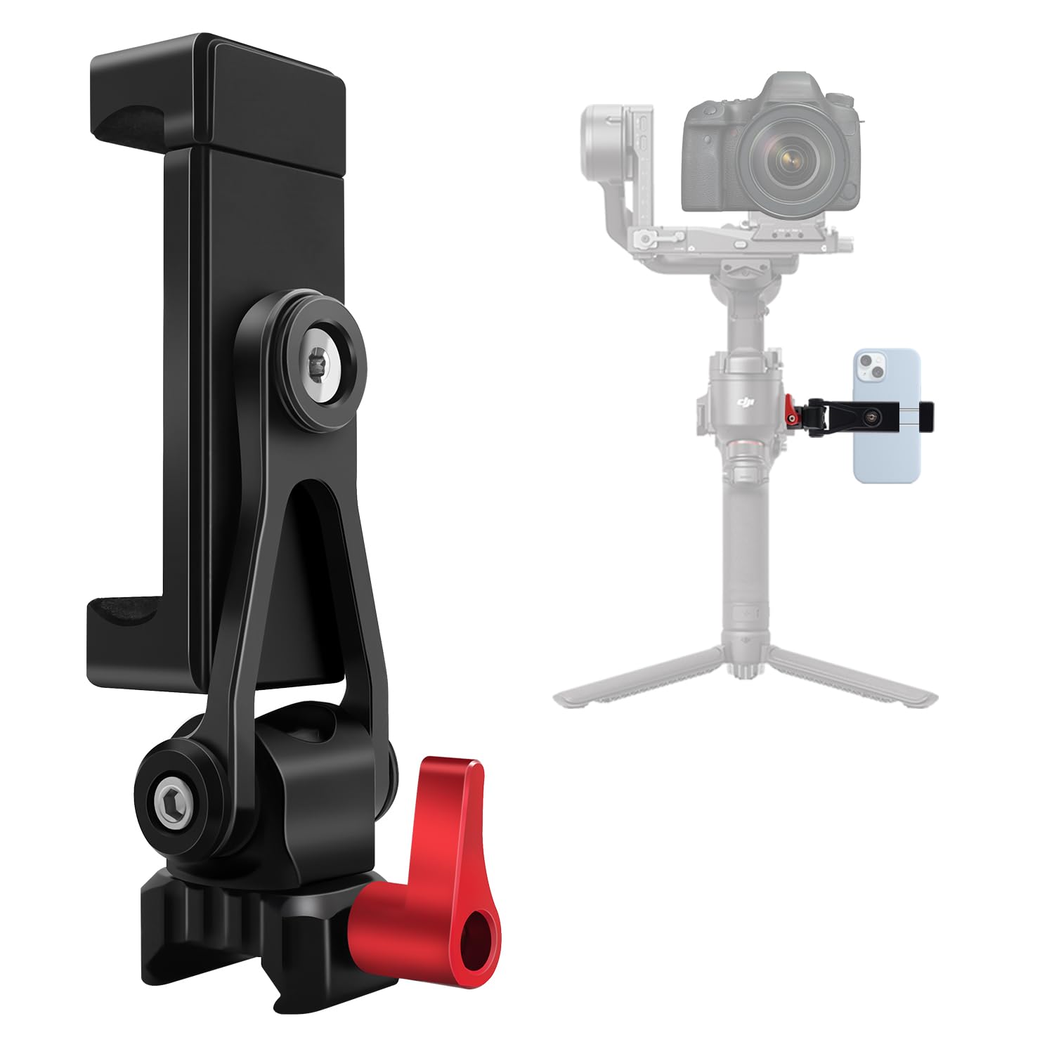 Hafoko Aluminum Alloy Phone Tripod Mount With Cold Shoe Mount & Nato Clamp Compatible With Dji Rs4/Rs4 Pro/Rs3/Rs3 Pro/Rs3 Mini Gimbal Stabilizer