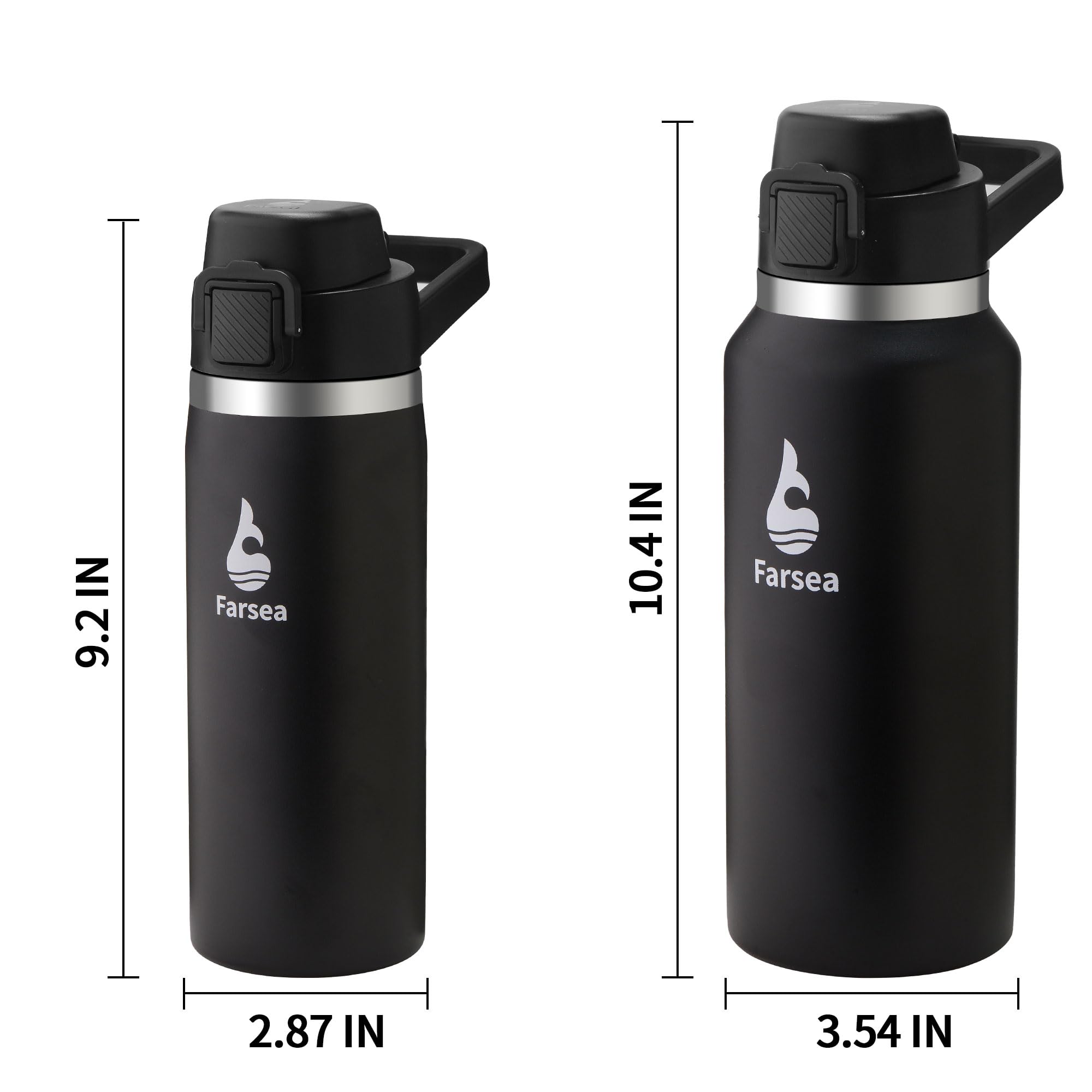 Farsea Insulated Water Bottle, Leak Proof Locking Lid With Soft Silicone Spout, Stainless Steel