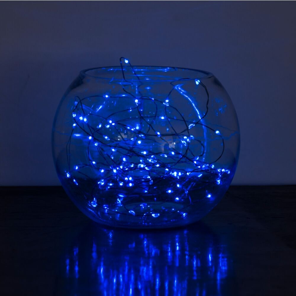 Hunnykome Solar Lighting Solar Powered String Lights, 100 Led Copper Wire Lights, Waterproof Starry String Lights, Indoor/Outdoor Solar Decoration Lights For Gardens, Patios, Homes, Parties: 20 Ft, Blue