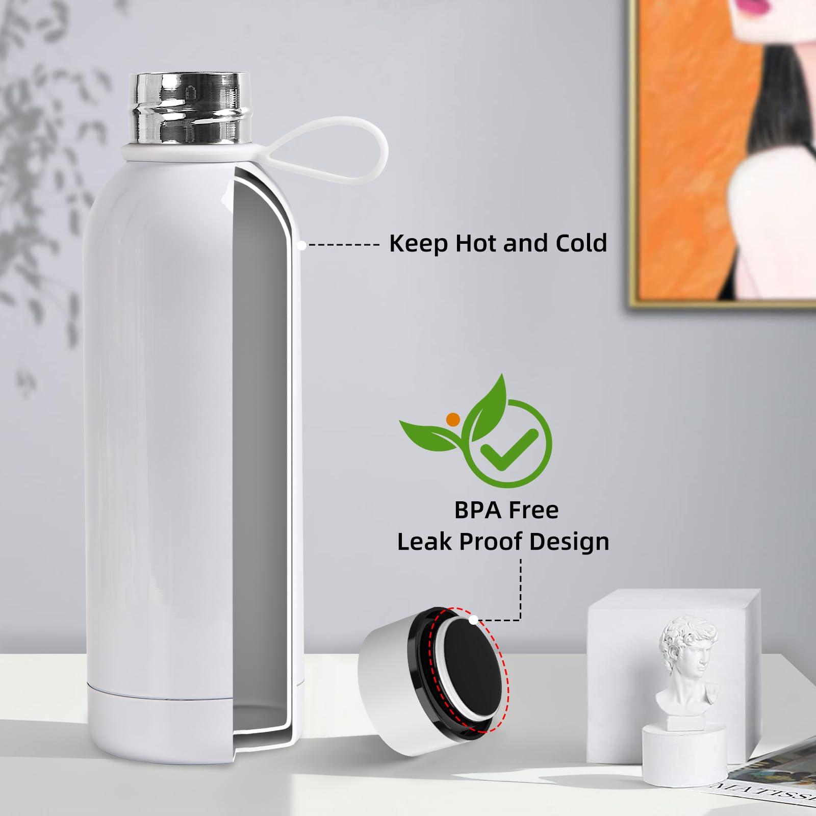 12 Pack 17 Oz Sublimation Tumblers Bulk, Double-Wall Insulated Stainless Steel Water Bottle Sublima