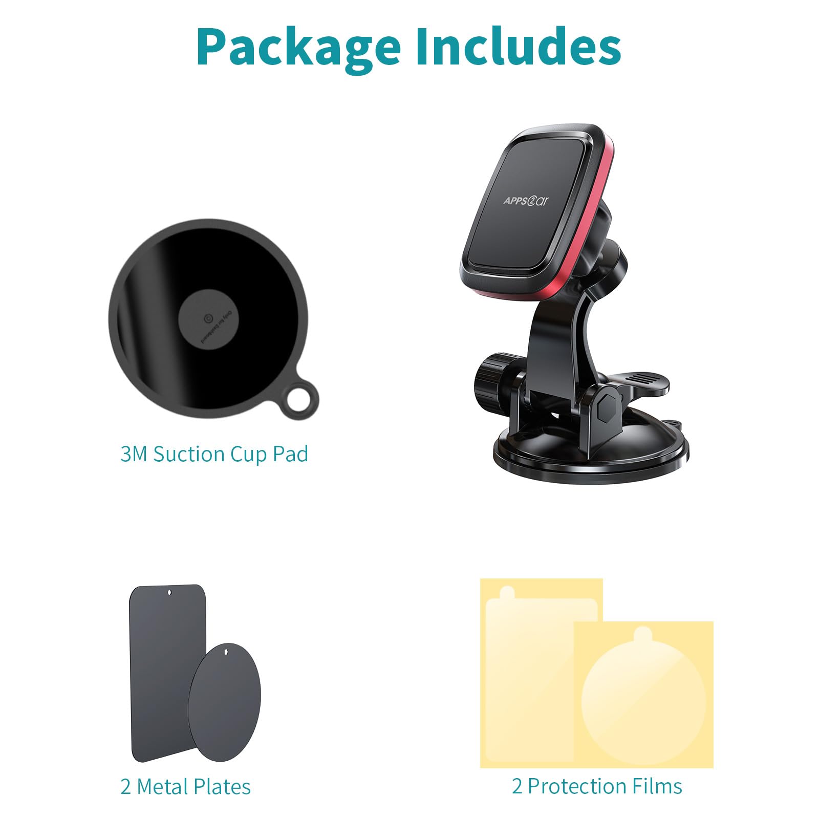 Apps2Car Magnetic Car Phone Mount With Adjustable Arm & 6 Strong Magnets Universal Dashboard Windshield Cell Phone Holder Compatible With All Smartphones