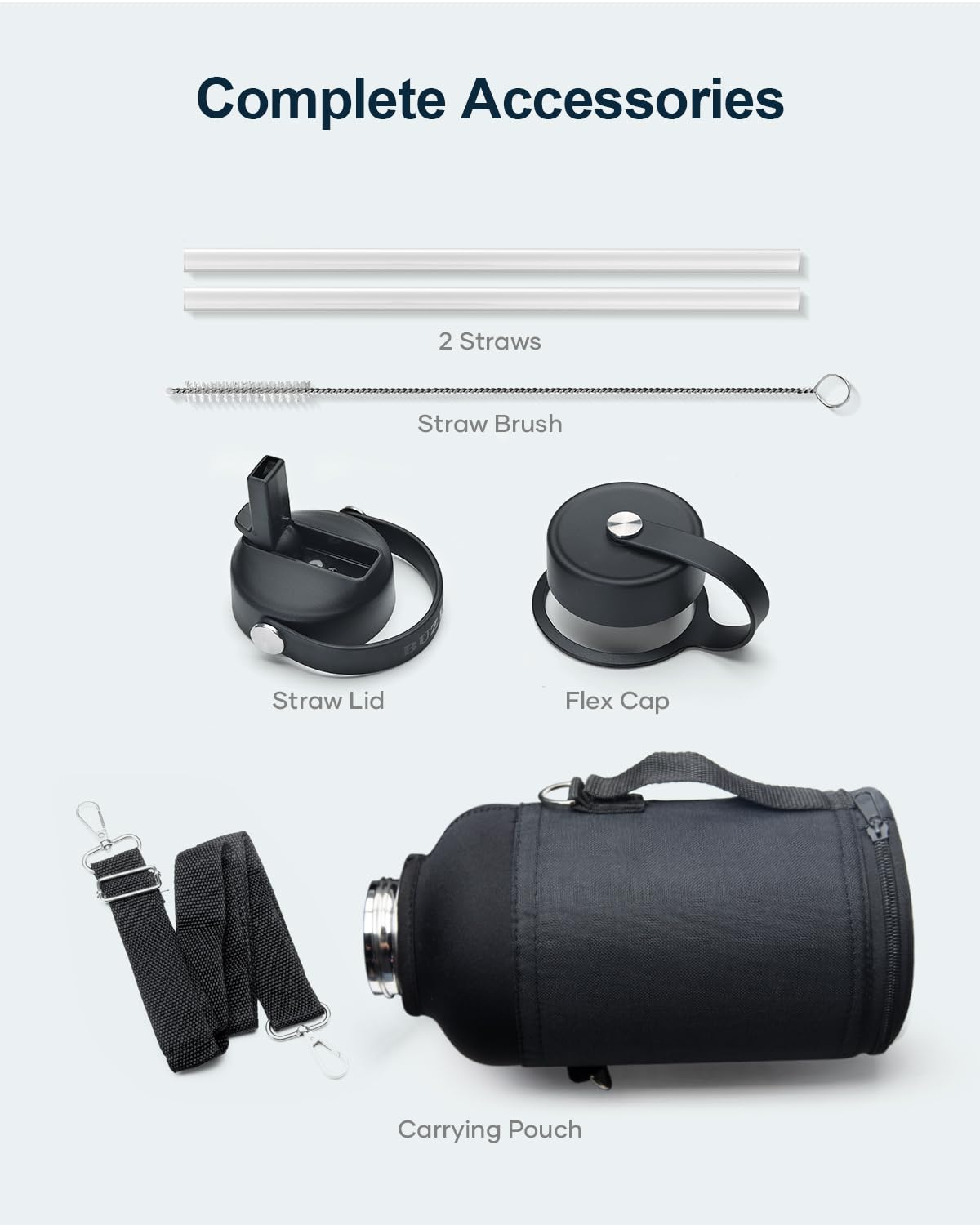 Buzio Vacuum Insulated Stainless Steel Water Bottle 64Oz (Cold For 48 Hrs/Hot For 24 Hrs)