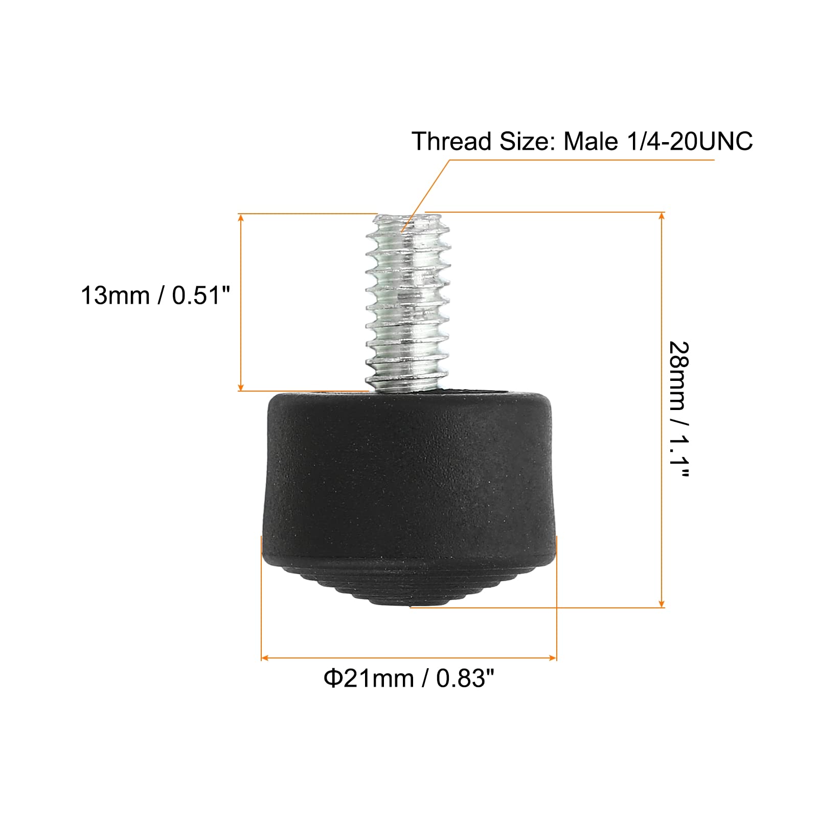 Patikil Universal 1/4" X 1" Rubber Tripod Feet, Anti-Slip Tripod Replacement Parts For Camera Tripods Monopod, Black