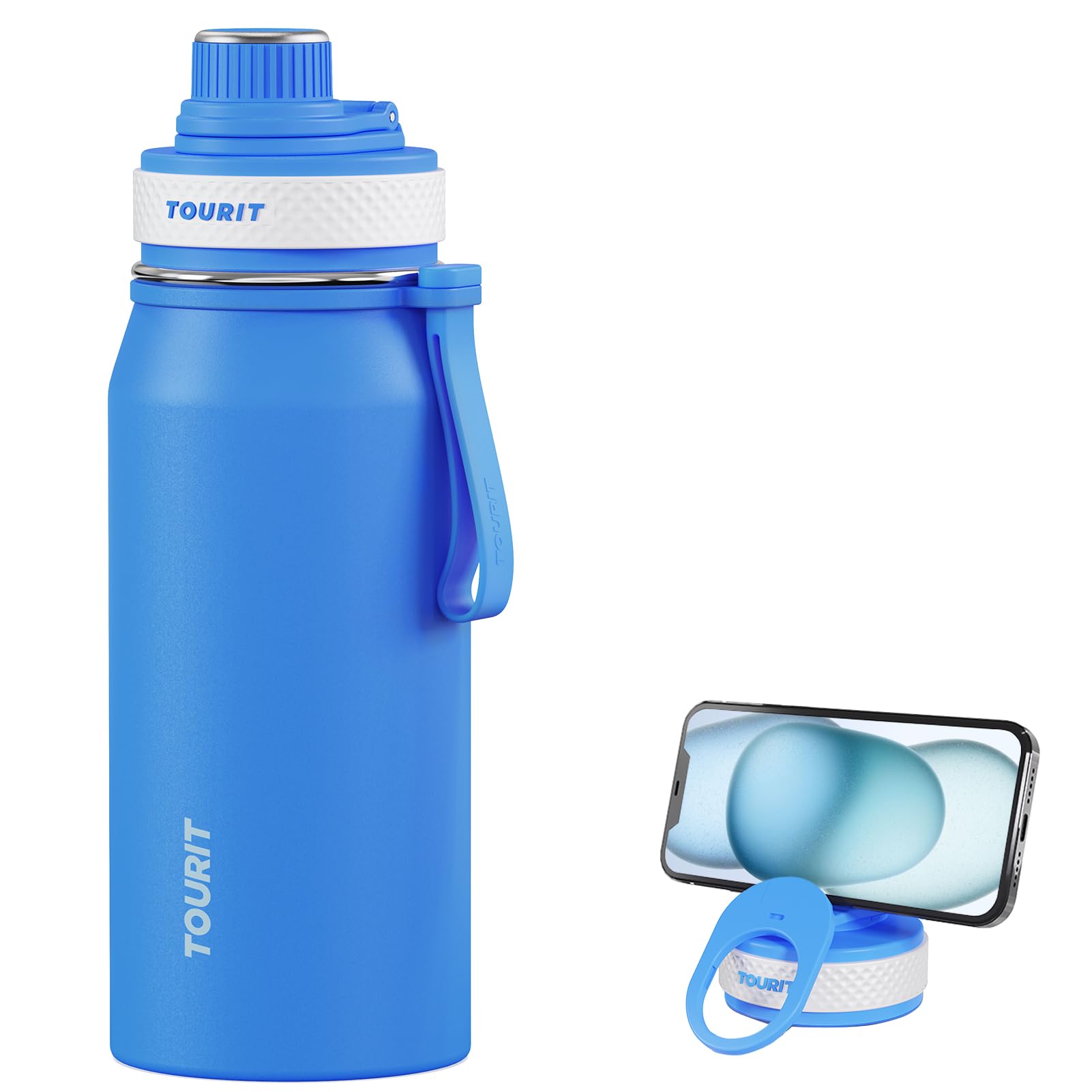 Tourit 32Oz Stainless Steel Wide Mouth Water Bottle, Double-Wall Vacuum Insulation