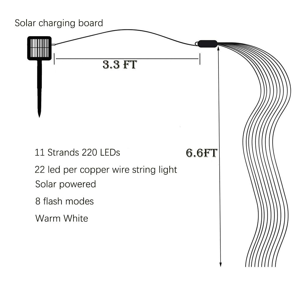 Shukan 220 Led Solar Firefly Bunch Lights, 8 Flashing Modes, Warm White, Outdoor Garden Christmas Decor Lights
