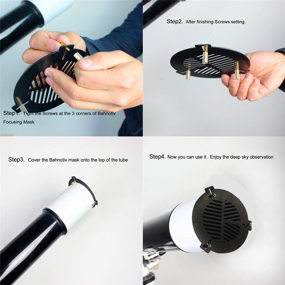 Astromania Bahtinov Mask Focusing Mask For Telescopes - Fm60Mm For A Tube Outer Diameter (Od) From 65Mm-100Mm - Can Be Mounted With The Brass Screws Inside Or Outside The Drawtube