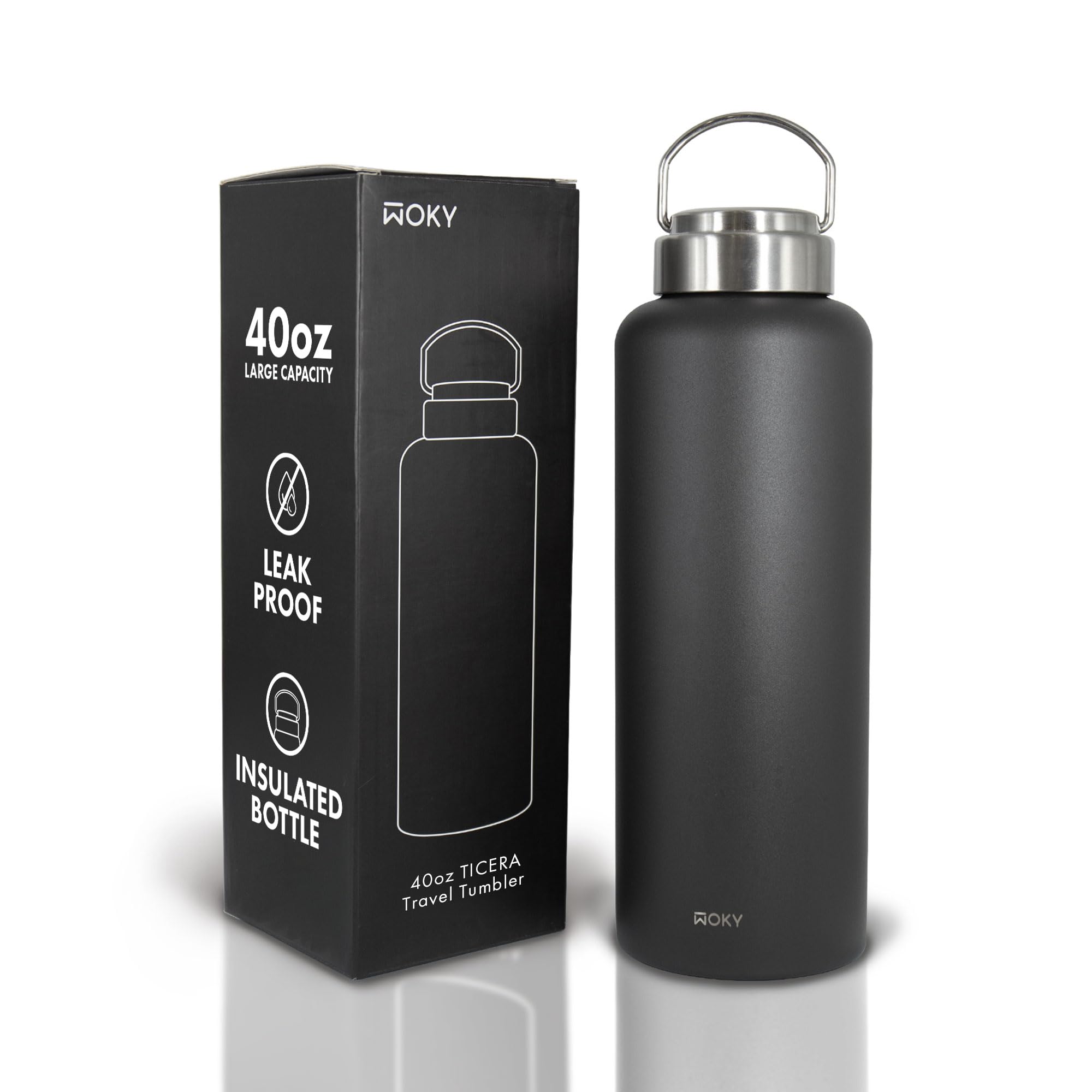 Woky Ticera 40Oz Titanium Ceramic Coated Tumbler - Stainless Steel Vacuum Insulated Water Bottle