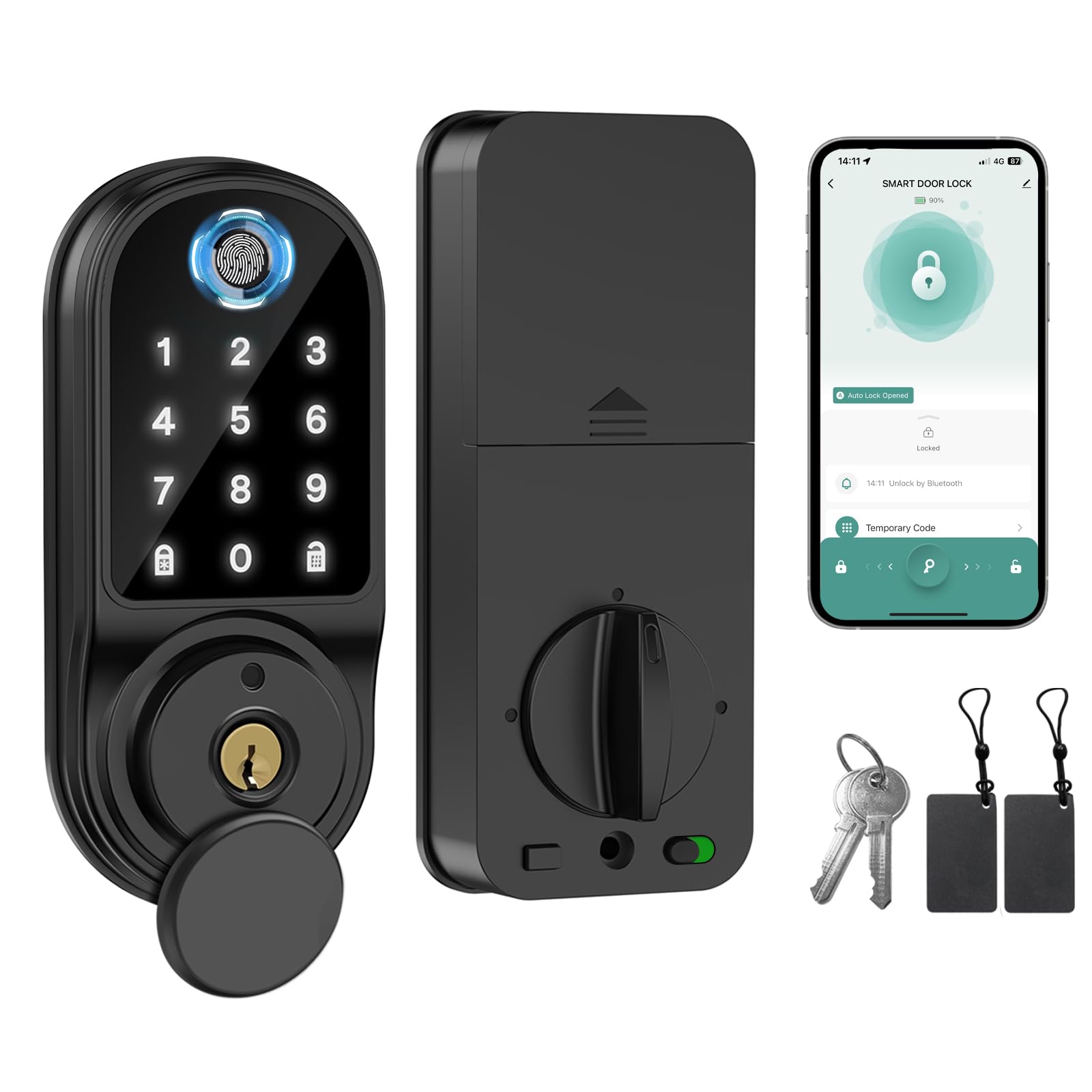 Ailuce Keyless Entry Fingerprint Smart Biometric Deadbolt, Electronic Touchscreen Door Lock With Keypad, Digital Lock For Front Door, Bedroom, Office, Apartment