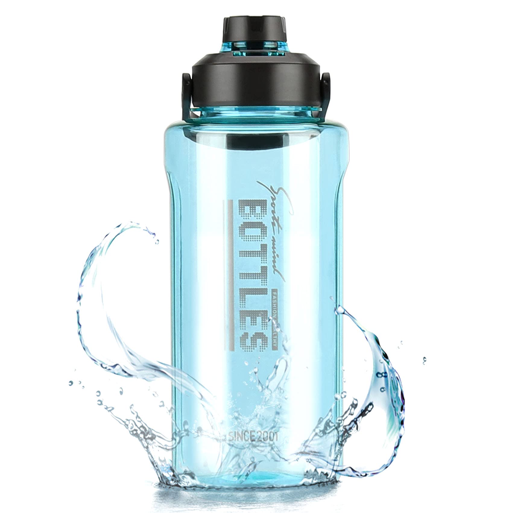 Half Gallon/64Oz Water Bottle With Handle, 2L Leak Proof Fitness Sports Water Jug
