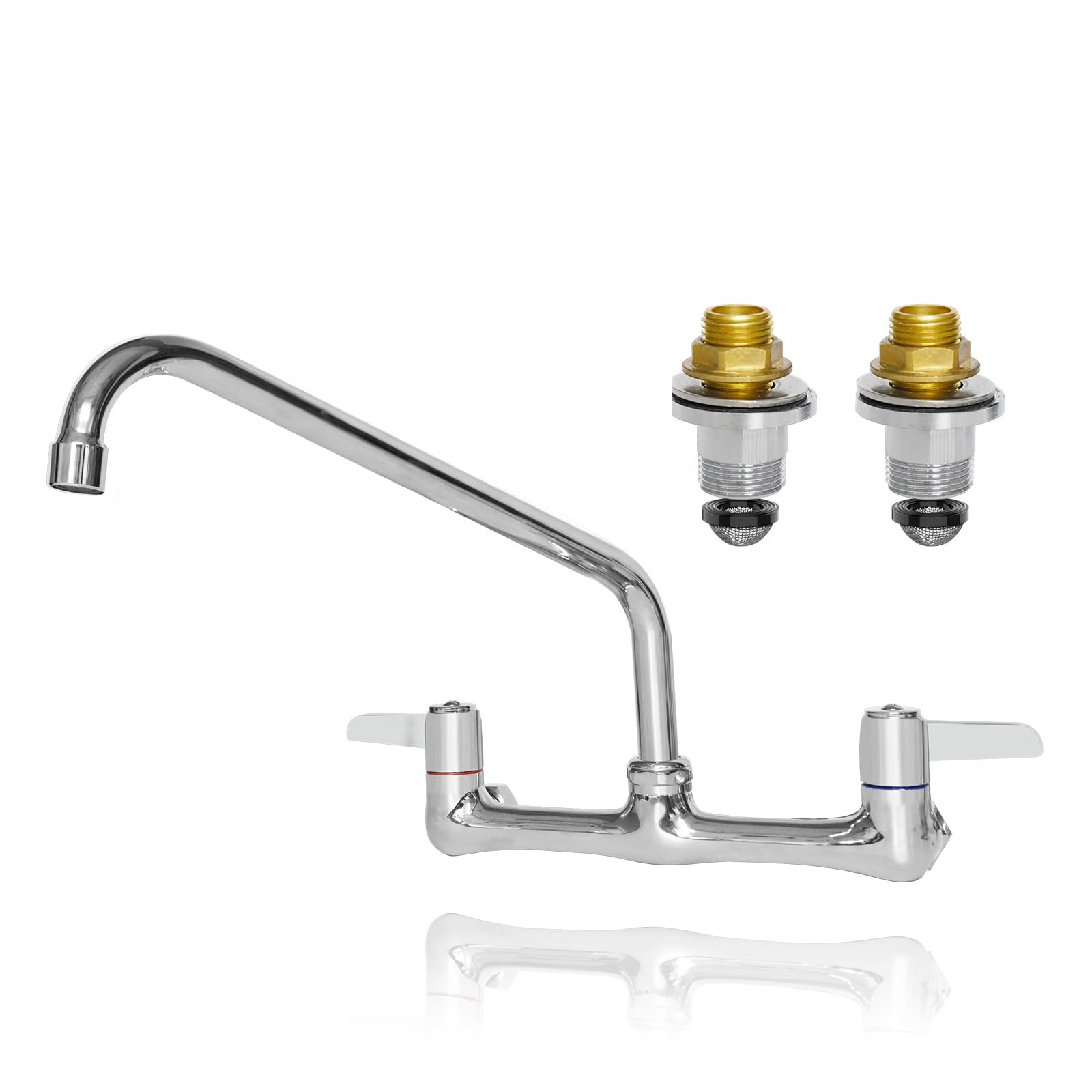 Gosifaca Commercial Sink Faucet Wall Mount With 12" Swivel Spout, Wall Mount Kitchen Faucet, Commercial Kitchen Faucet-8 Inch Center For Utility Sink And 2/3 Compartment Sink