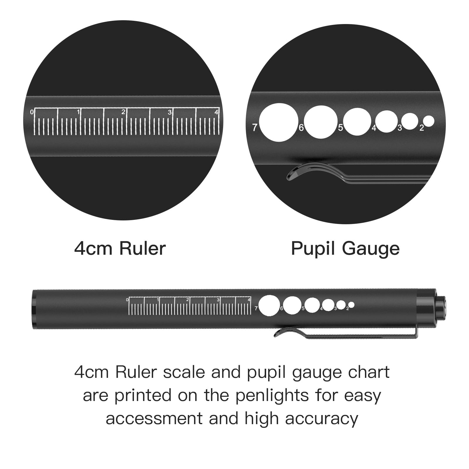 Sevenka 2 Rechargeable Pen Lights With Pupil Gauge & Ruler, Led Penlights For Nurses Doctors, Usb-C Rechargeable, Warm/White Light, Pocket Clip, Penlight Flashlights For Nursing Student