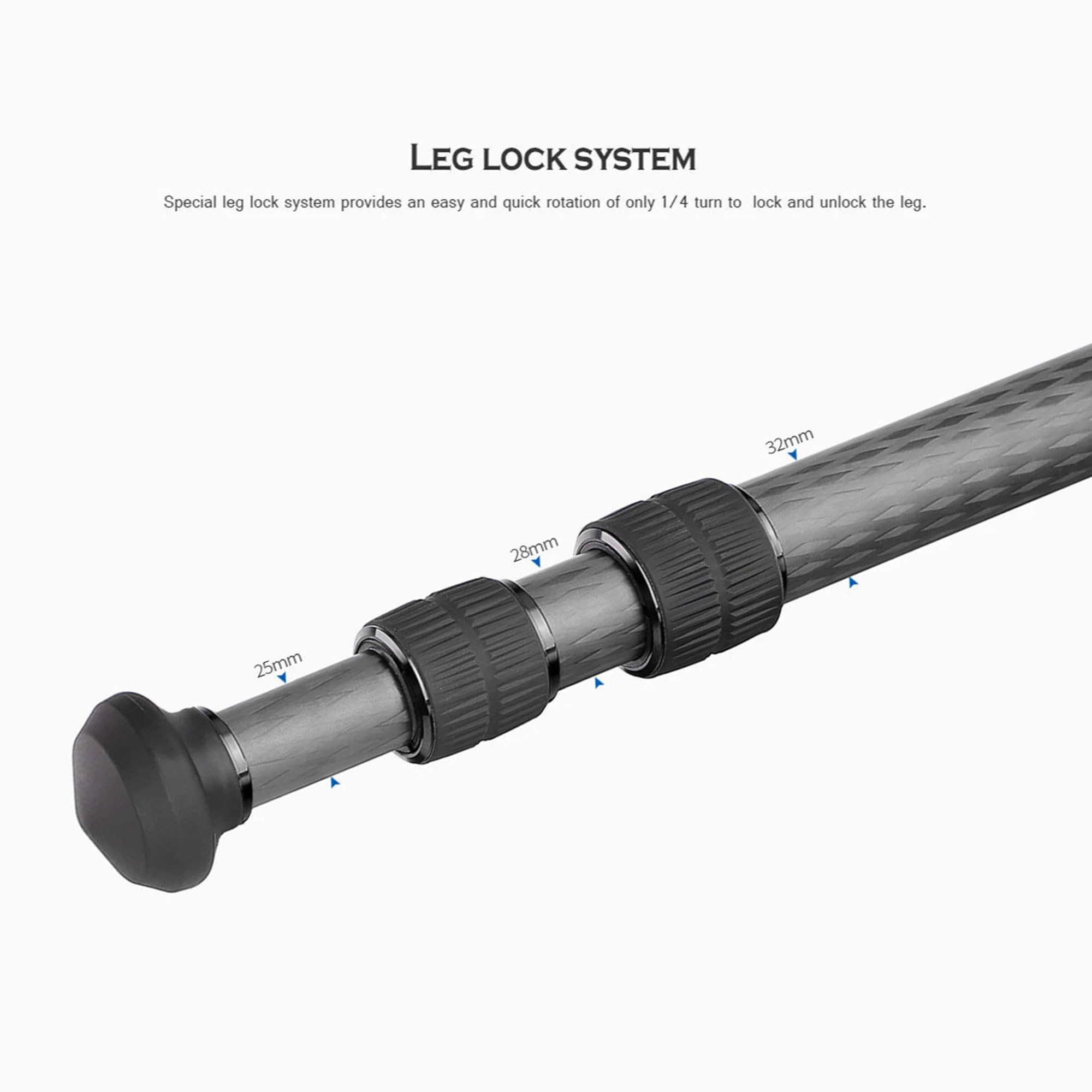 Leofoto Professional Camera Tripod, 63.4" Compact Carbon Fiber Tripod For Dslr Video Camcorder, 3 Leg Sections, 360° Ball Head, Max Load 20Kg/44Lb (Ls-323Cx+Lh-40)