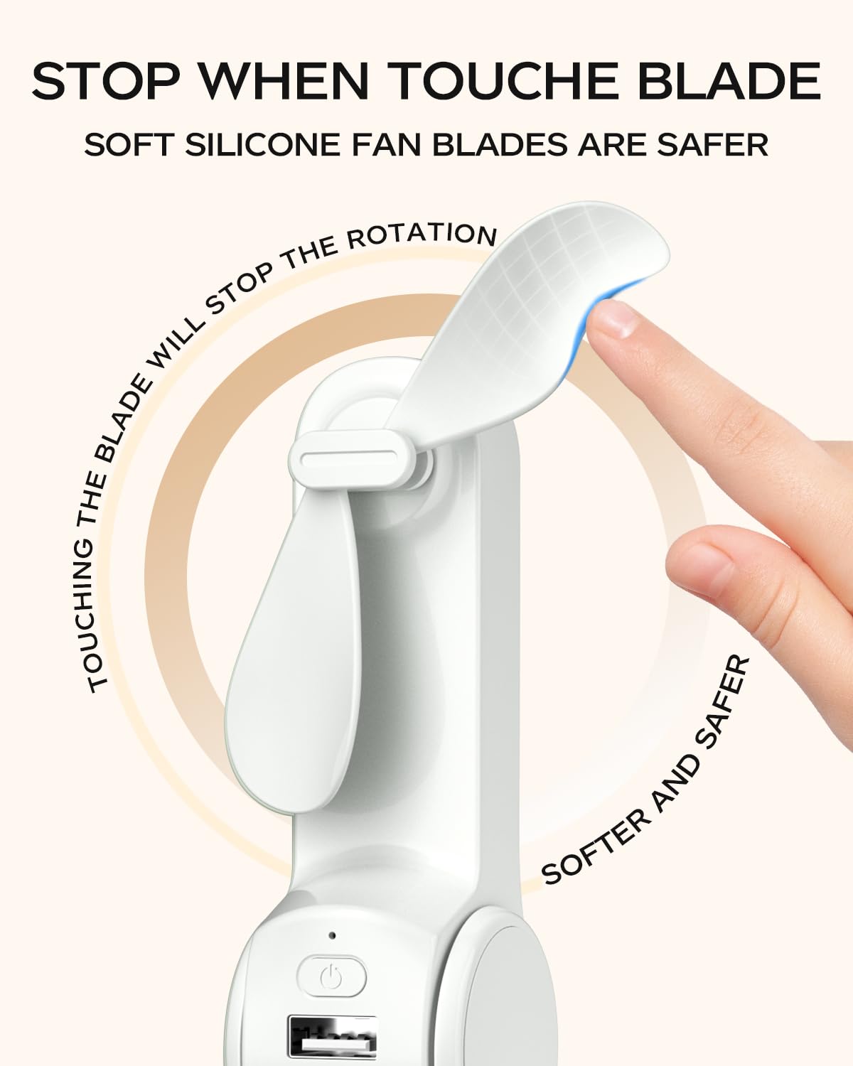 Frsara Portable Handheld Fan Rechargeable, Usb Rechargeable Small Pocket Fan, 2000Mah Battery