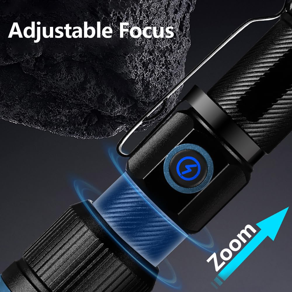Alonefire X67 Led Mini Flashlight High Lumens Usb C Rechargeable Zoom Small Flashlight Bright Lightweight Pocket Size Long Range With 5 Light Modes Magnetic With Clip, Rechargeable Battery For Edc