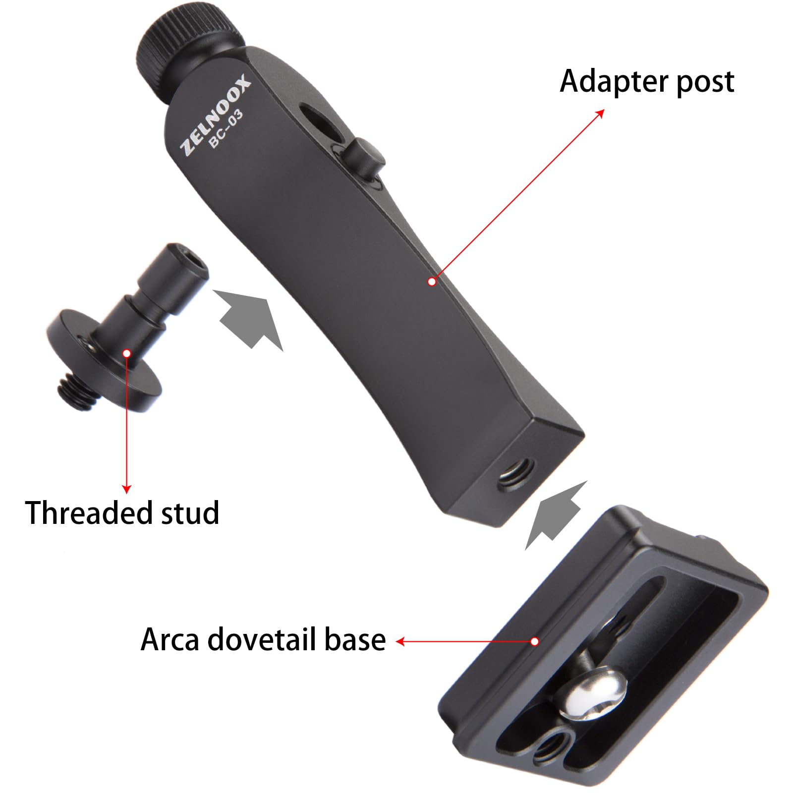 Zelnoox Binocular Tripod Adapter - Arca Rail Quick Release, Anti-Drop Design, 1/4" Threading, Compatible With 7X35 To 30X60 Binoculars, Cnc Aluminum Alloy Mount For Outdoor Activities