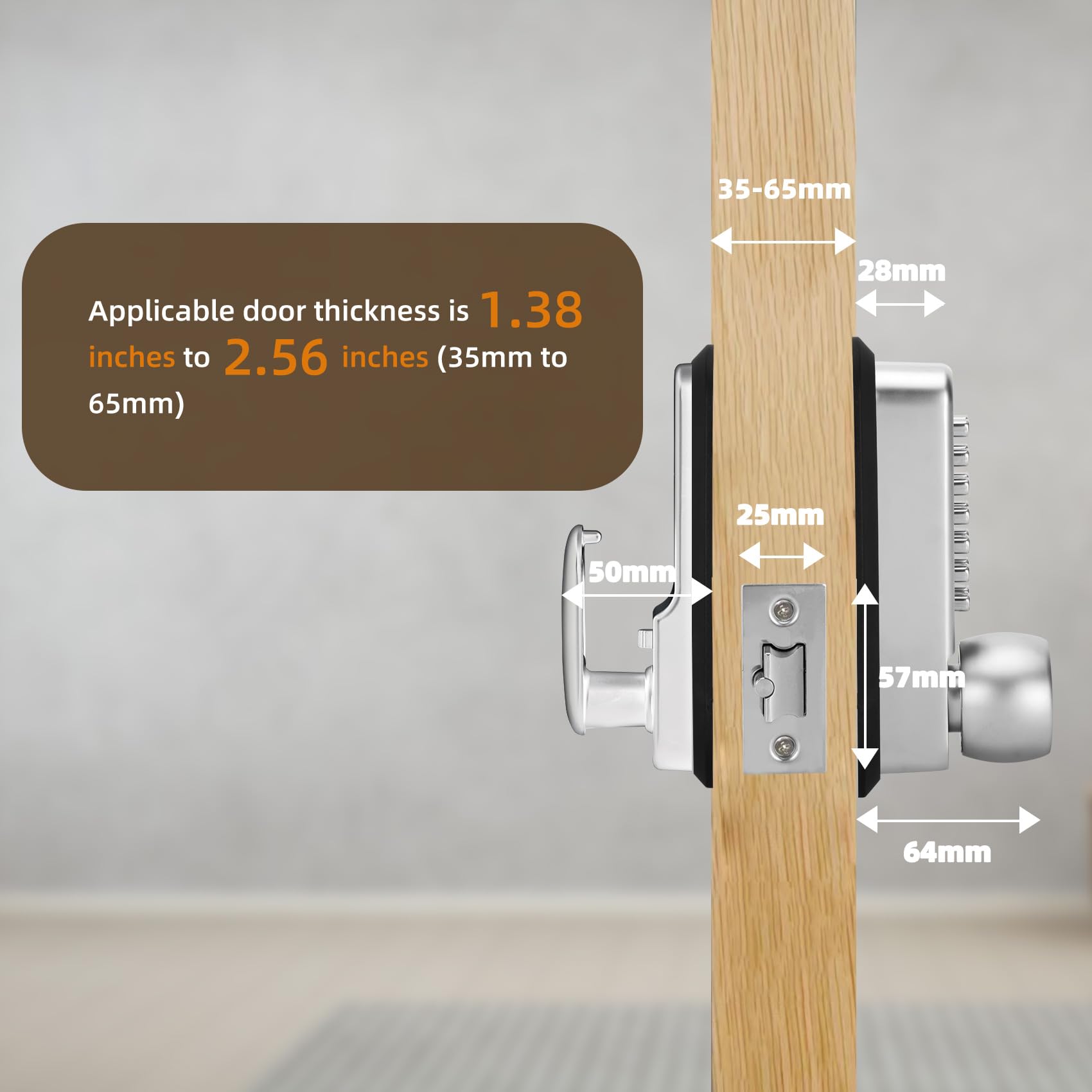 Casmer Mechanical Keyless Entry Door Lock,Outdoor Keyless Gate Lock Waterproof And Sun Proof,Mechanical Door Lock,Auto Lock, No Electronic(Silvery,Large Cushion)