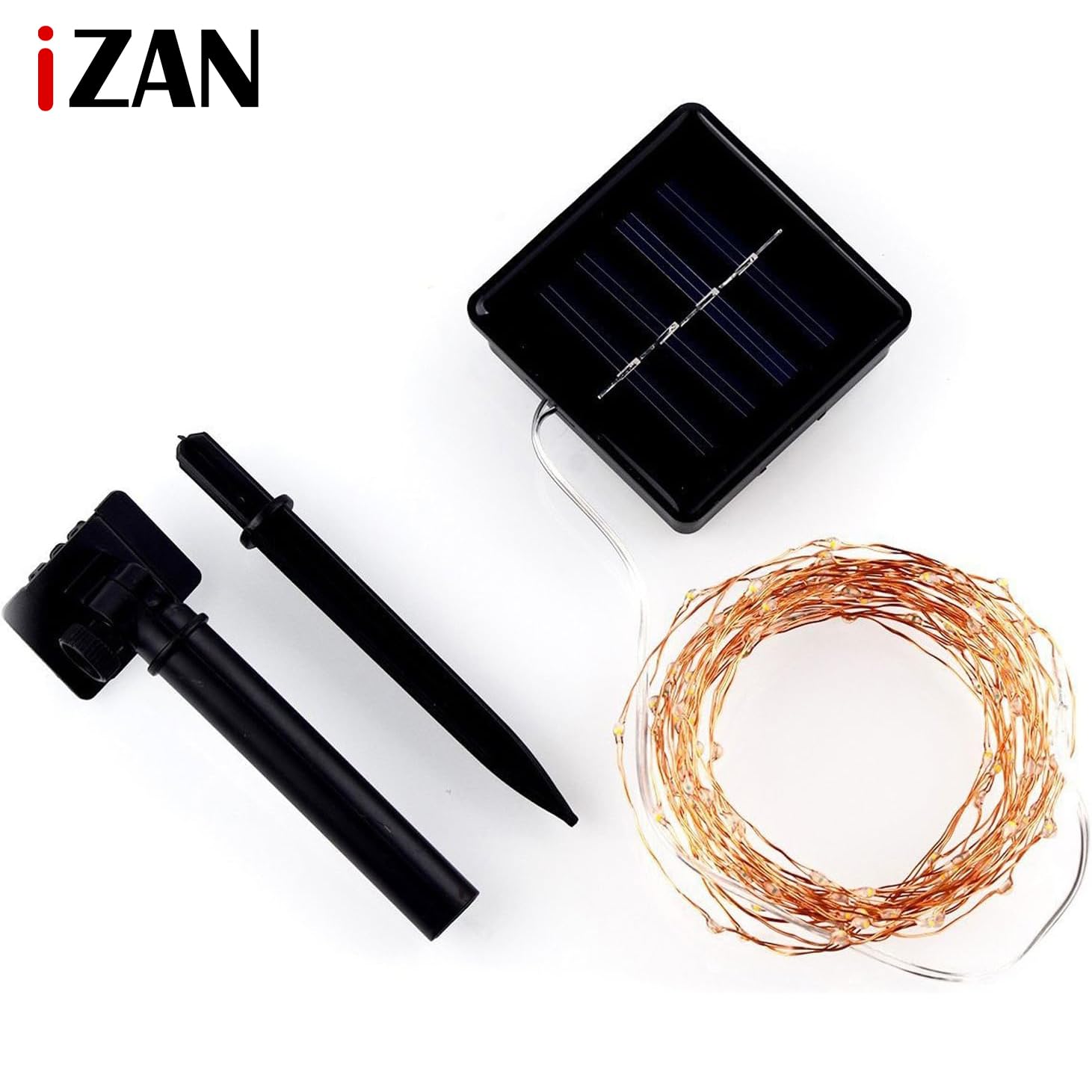 Izan Solar Powered Fairy String Lights Waterproof Outdoor Copper Wire Firefly Starry Lights For Holiday Party Christmas Wedding Garden Yard Patio Gate Tree Decorations, 33Ft 100 Mini Leds, Warm White