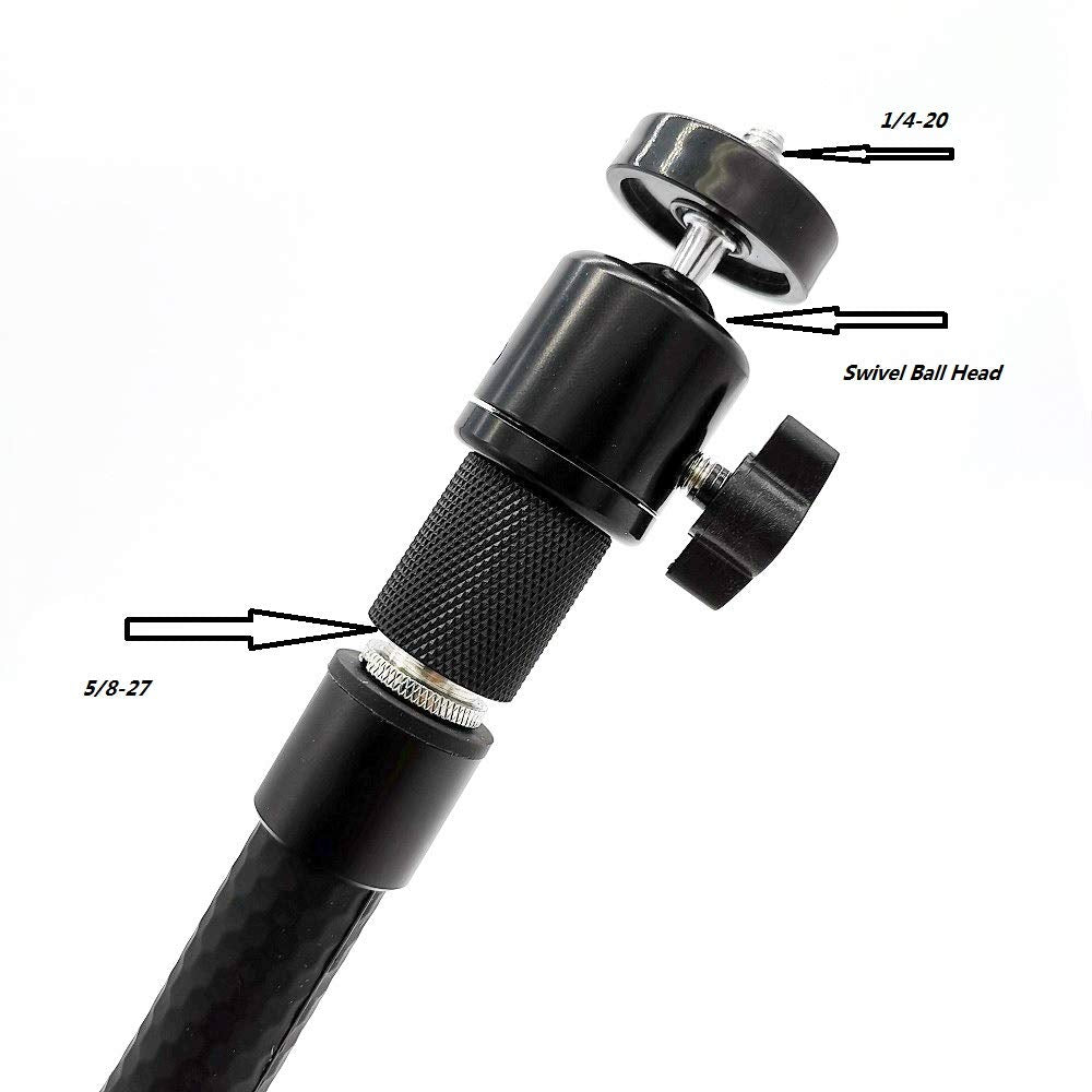 Meinuoke Music Microphone Mic Stand Tripod Mount Adapter With Locking Swivel Ball Head (5/8'' - 27 To 1/4'' - 20) For Gopro, Digital Camera And Video Recorder