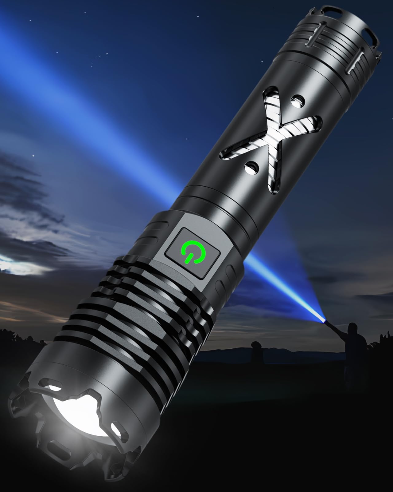 Grentay 1500 Lumen Rechargeable Flashlight, 5 Modes Mini Handheld Powerful Flashlight, Zoomable Waterproof Tactical Flashlights For Outdoor Hiking Camping Enthusiasts