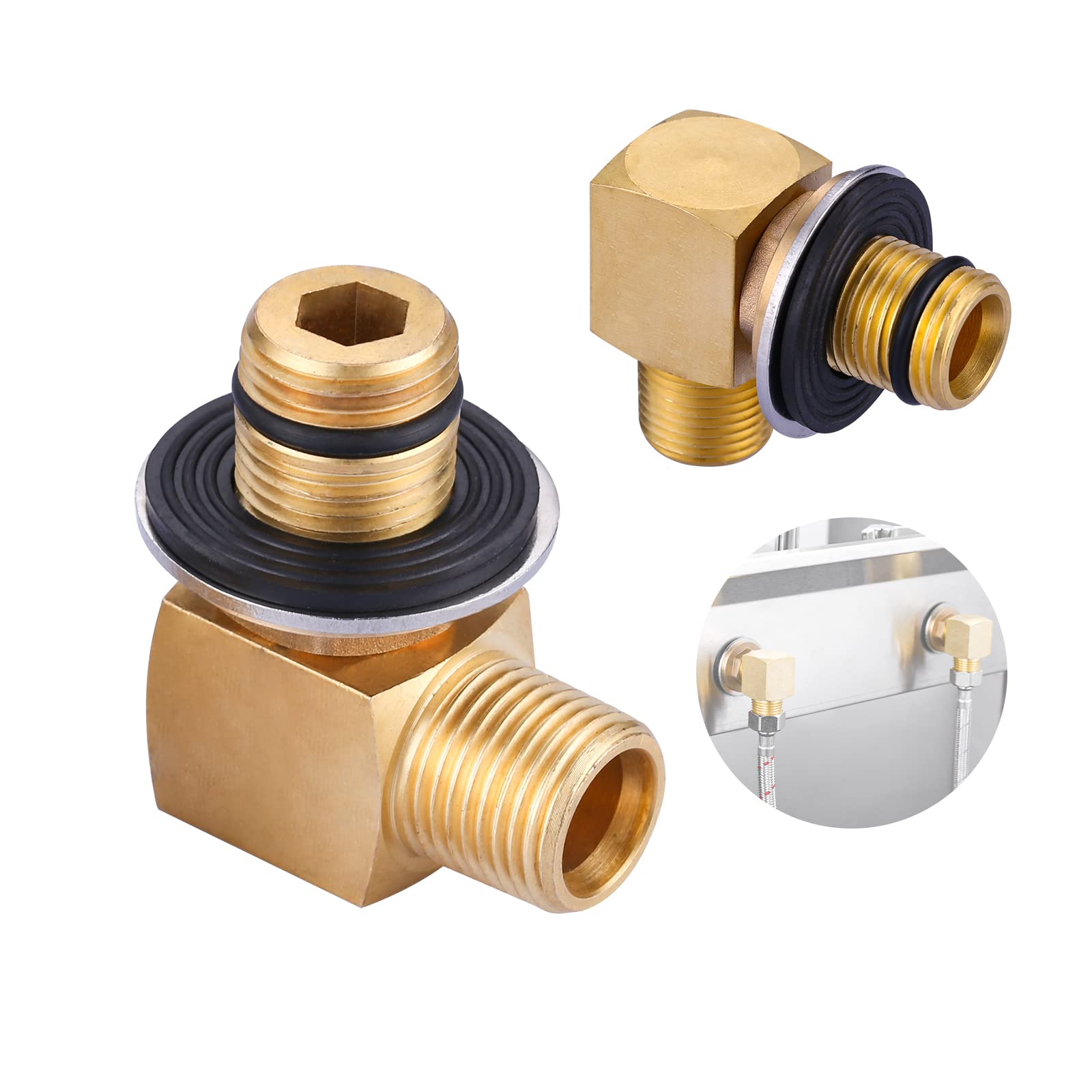 Iviga 2Pcs Installation Kit Commercial Faucet, Wall Mounting Faucets Installation Kit Replacement 1/2" Npt, Back Splash Mount Set Connector Adapter For Stainless Steel Commercial Prep & Utility Sink