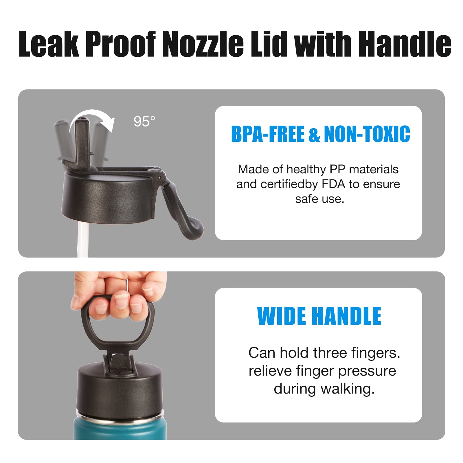 Volhoply Insulated Water Bottles With Straw Bulk 2 Pack, 22 Oz Stainless Steel Sports Bottle