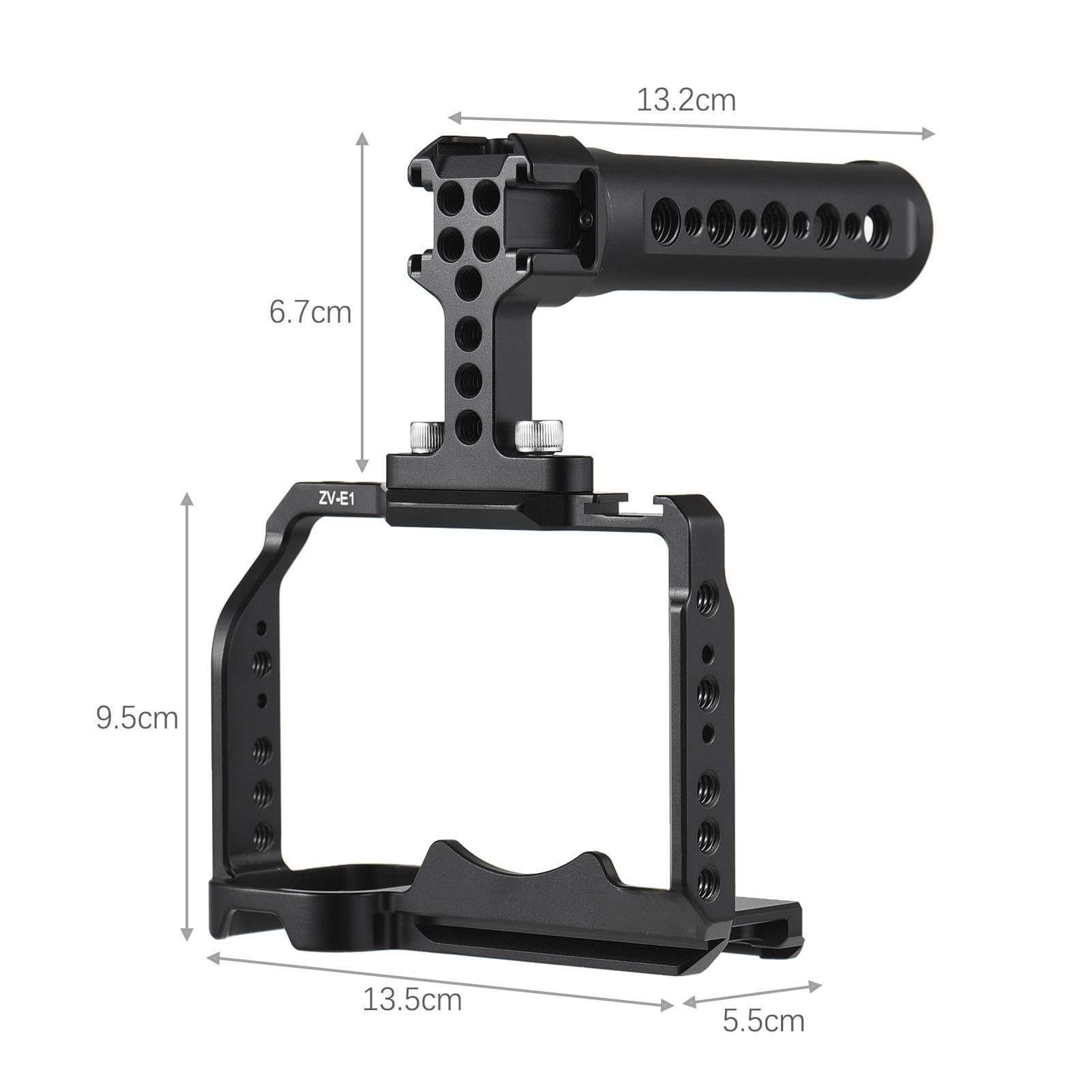 Andoer Camera Cage + Top Handle Kit Aluminum Alloy Camera Video Cage With Cold Shoe Mounts Numerous 1/4 Inch Threads Replacement For Sony Zv-E1 Camera