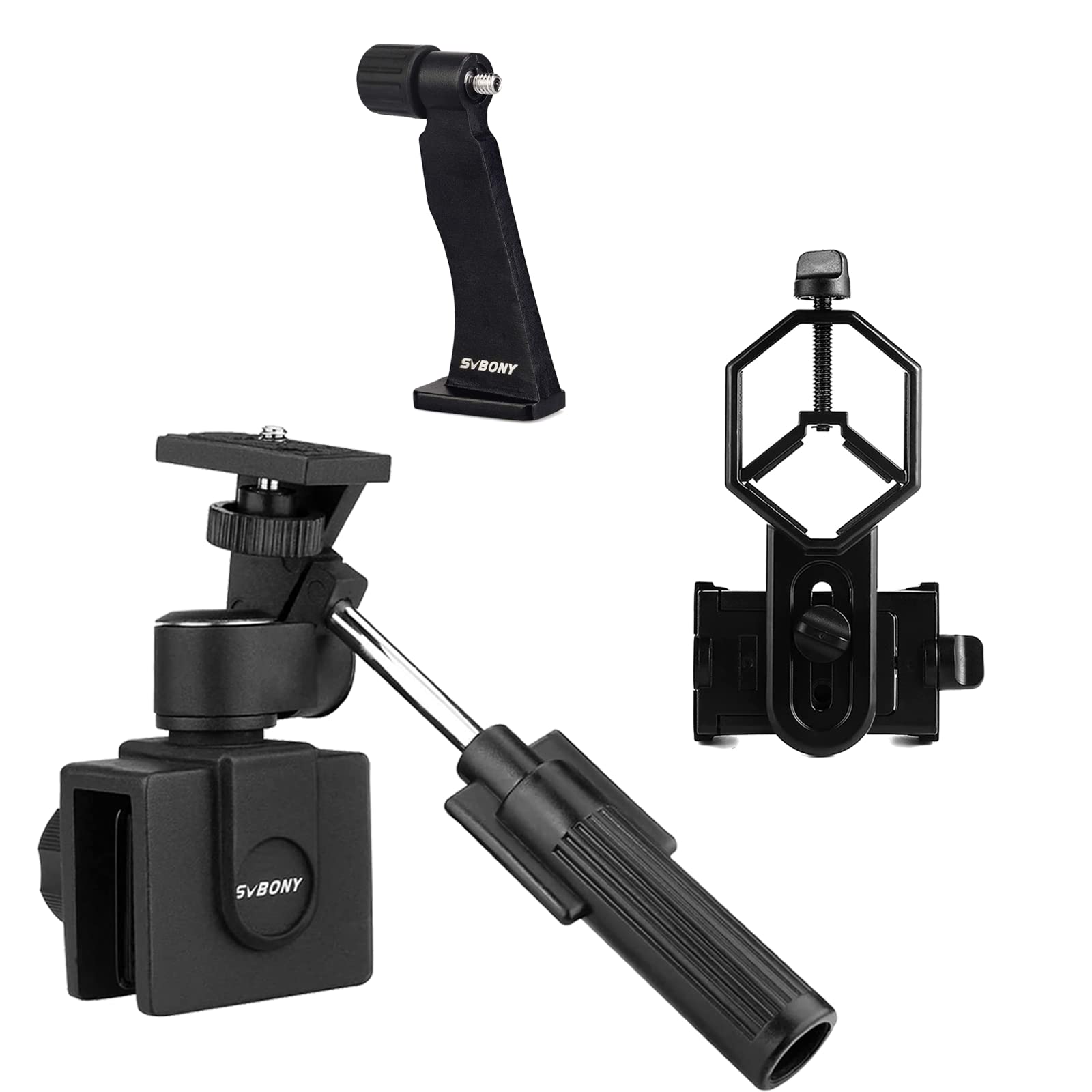 Svbony Sv126 Car Window Mount Bundle With Universal Cell Phone Adapter Mount Telescope Phone Mount And Sv110 Tripod Adapter For Binocular Camera