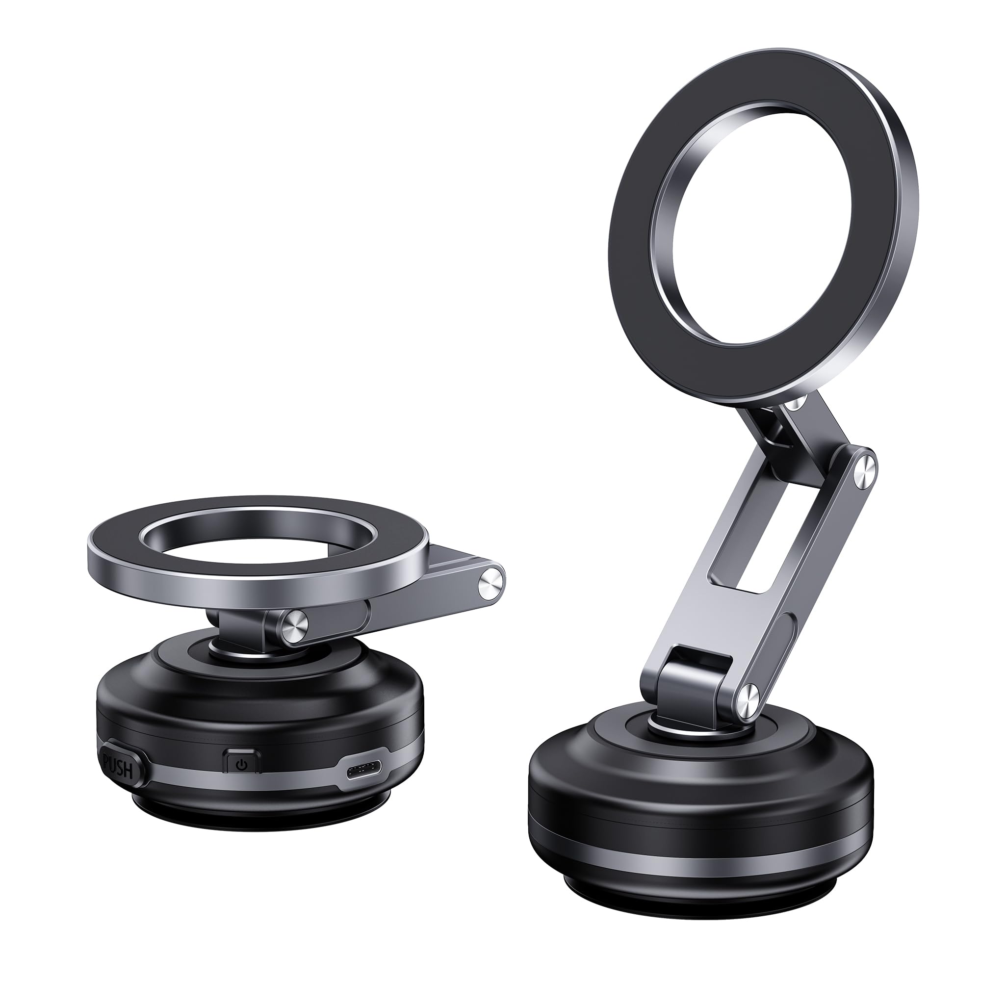 Zcchesong Three Axis Adjustable Electric Vacuum Suction Phone Holder,360° Rotation Suction Phone Mount Hands- Phone Holders For Your Car Window,Dashboard Vacuum Magnetic Phone Stand