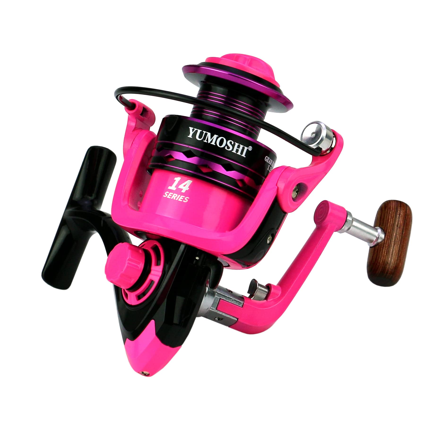 Gairen Fishing Spinning Reel Gear Ratio 5.2:1 Lightweight Left/Right Hand Interchangeable Ultra Smooth Powerful 2000, 3000, 4000, 5000, 6000, 7000 Series Pink
