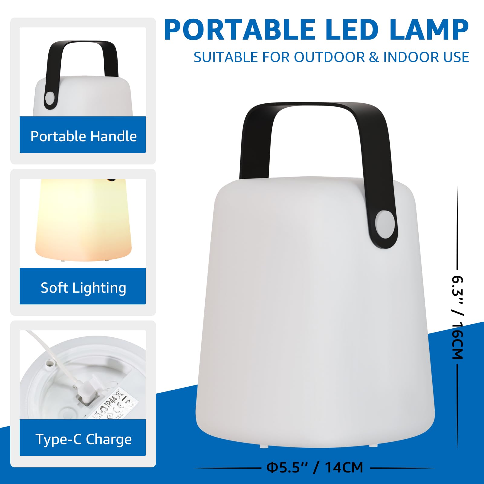 Uuffoo Table Lamp Outdoor Warm White Rgb Usb Charging Cordless Lamp Led Table Lamp Ip44 For Garden Terrace Patio