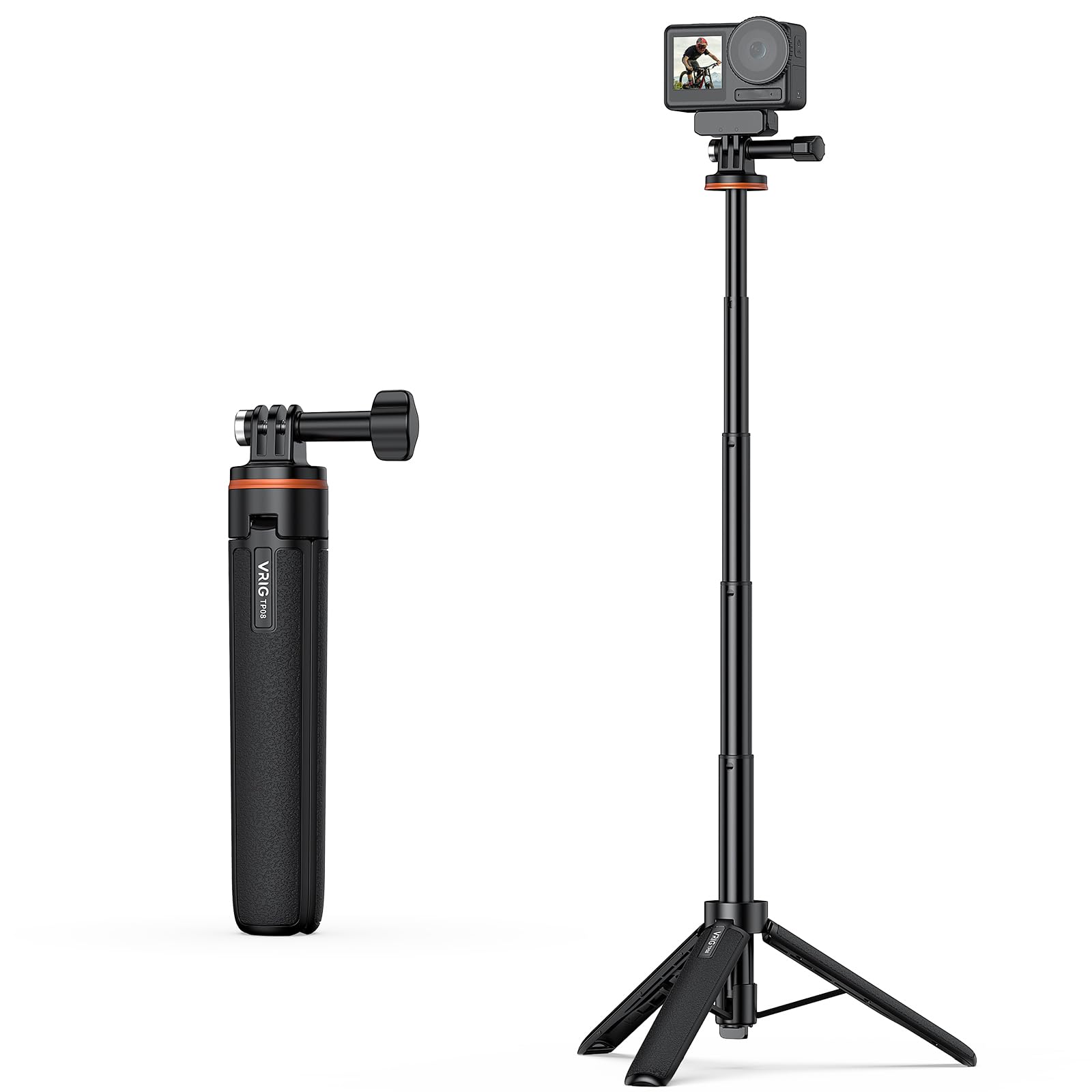 Vrig Direct Vrig 20.1” Mini Extendable Tripod For Action Camera,Portable Selfie Stick Tripod Camera Tripod For Gopro Hero 12 11 10 9/Dji Action 5 4 3/Insta360 Ace Pro