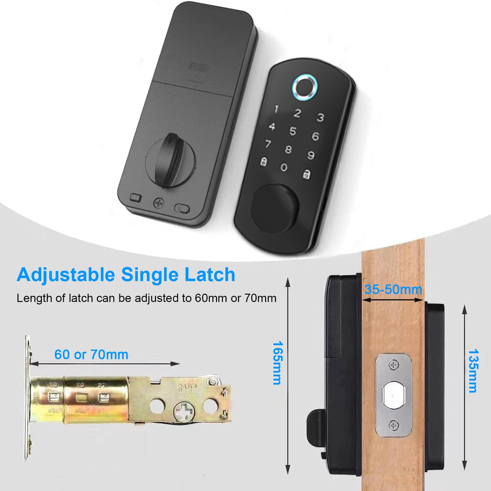 Goluckog Keyless Entry Door Lock For Front Door Fingerprint Smart Door Lock Digital Electronic Lock With Code Password Biometric Deadbolt Door Locks With Bluetooth App Control For Home Office Apartment