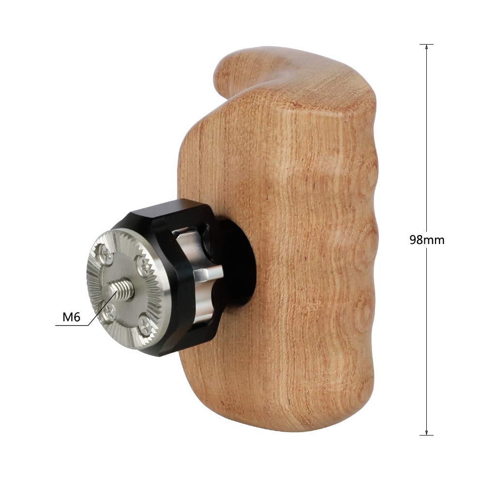 Camvate Wooden Handle Grip With M6 Rosette Mount For Camera Cage Rig (Left Hand) - 1977