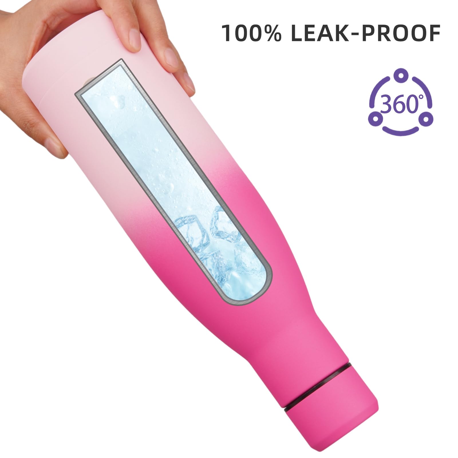 Bjpkpk Insulated Water Bottle 17Oz Stainless Steel Water Bottles Disawasher Safe Reusable Metal