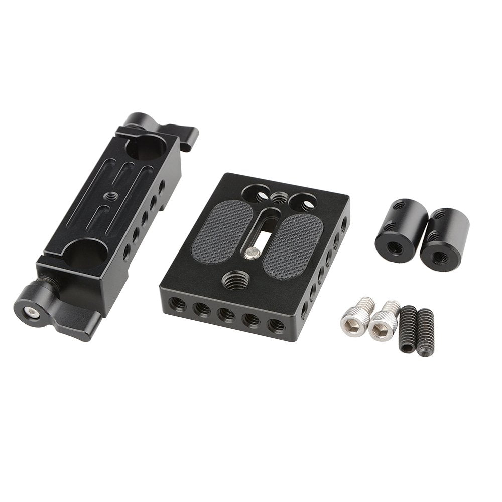 Camvate Dslr Baseplate Mount With Railblock Height Riser For 15Mm Rail Rod Support System - 1237