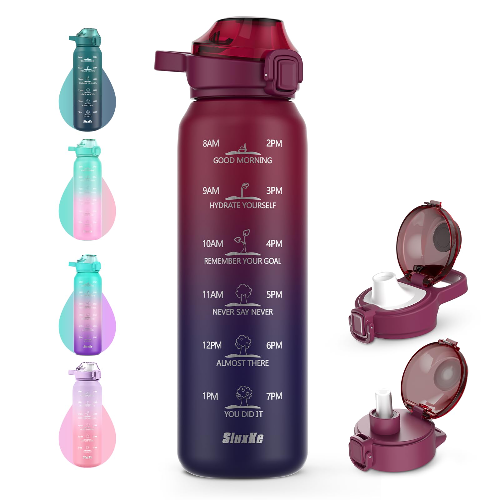 Insulated Water Bottle 32Oz With 2Lids,18/10 Stainless Steel 1000Ml Insulated Water Bottle Double