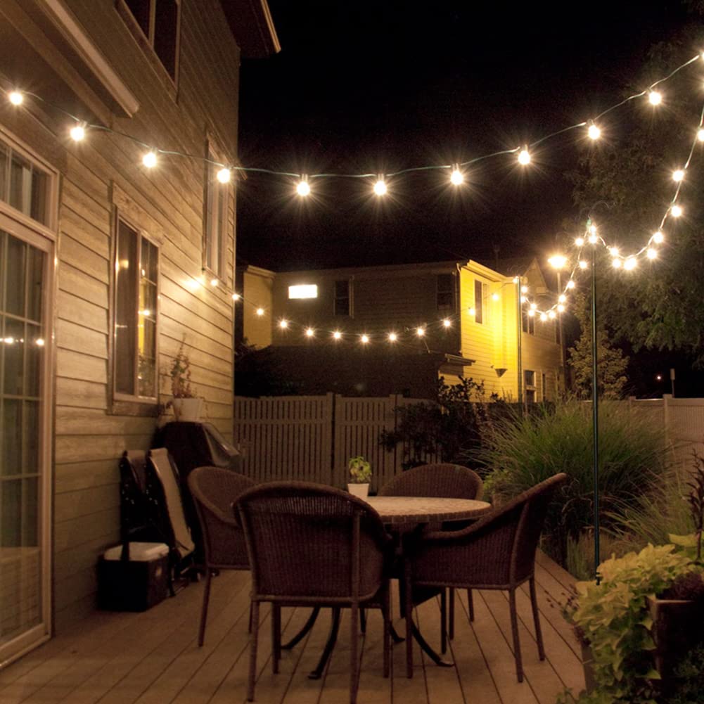 Rinlain Outdoor String Light Pole 2 Pack,110In Height Adjustable Metal Stand Pole With Hooks For Hanging String Lights,Garden,Backyard,Patio Lighting Stand For Parties,Wedding