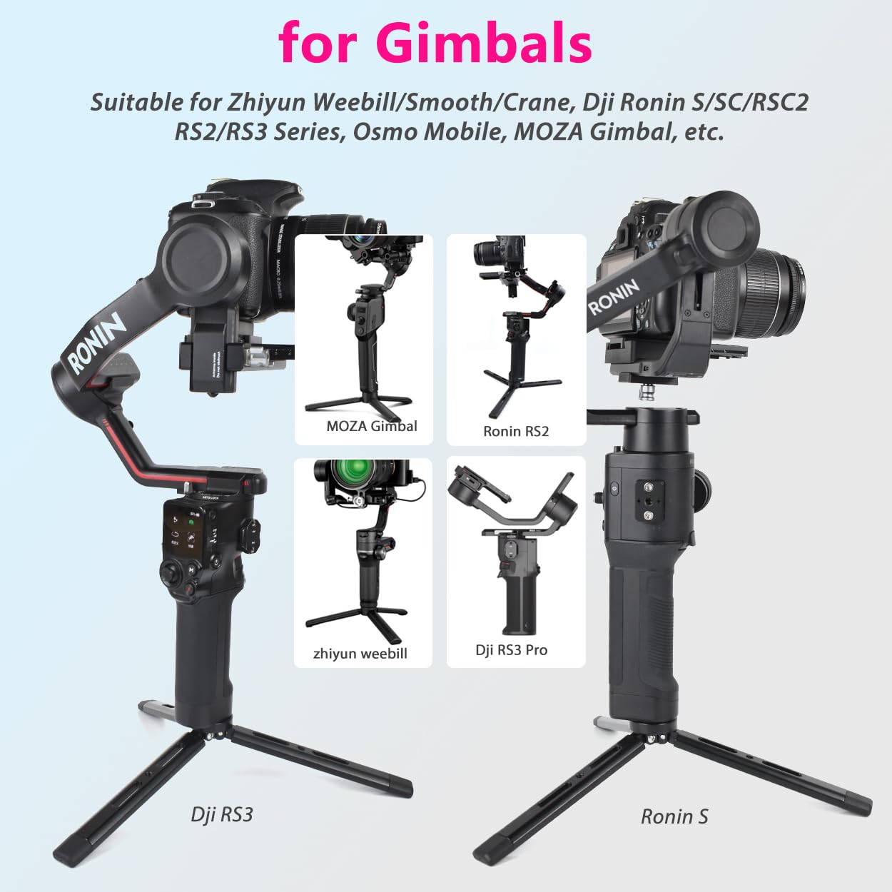 Akeipho Adjustable Aluminum Mini Tripod, Desktop Tabletop Tripod Stand For Dslr Cameras, Zhiyun Weebill/Smooth/Crane, Dji Ronin S/Sc/Rsc/Rs,Osmo Mobile,Stabilizer Handle (Standard)