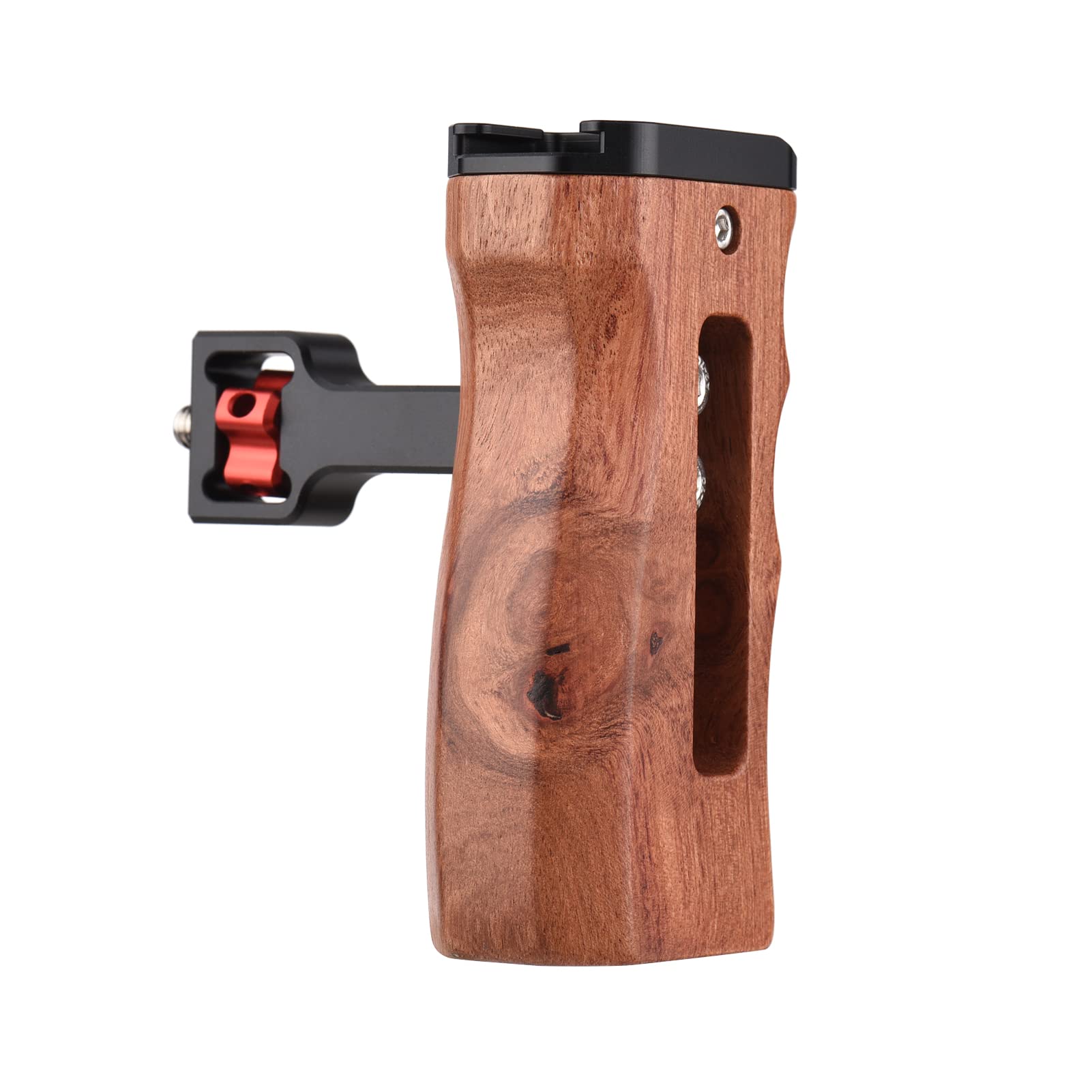 Andoer Wooden Camera Cage Grip, 1/4"" Screw Mount Style With Mini Cold Shoe Mounting Wrench, Compatible With Smallrig Video Cage, Black, Black/White