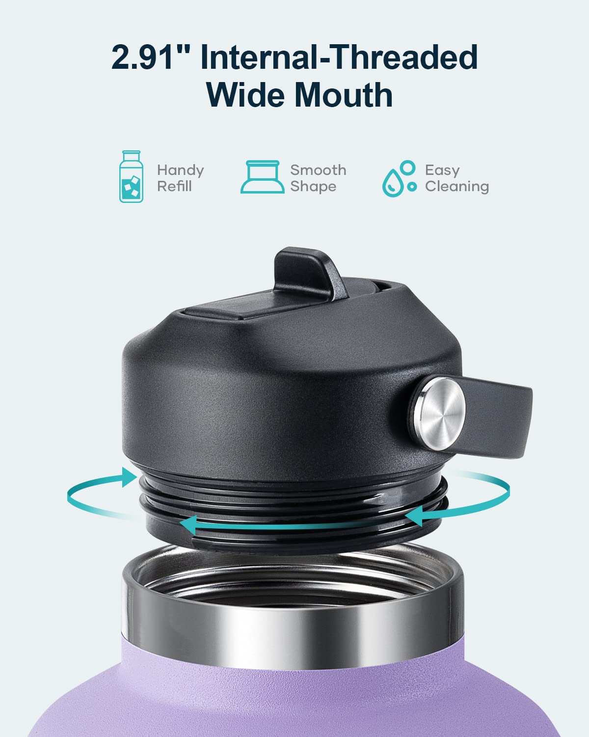 64Oz Insulated Water Bottle With Straw Spout Lid, Buzio Half Gallon Stainless Steel Water Bottles