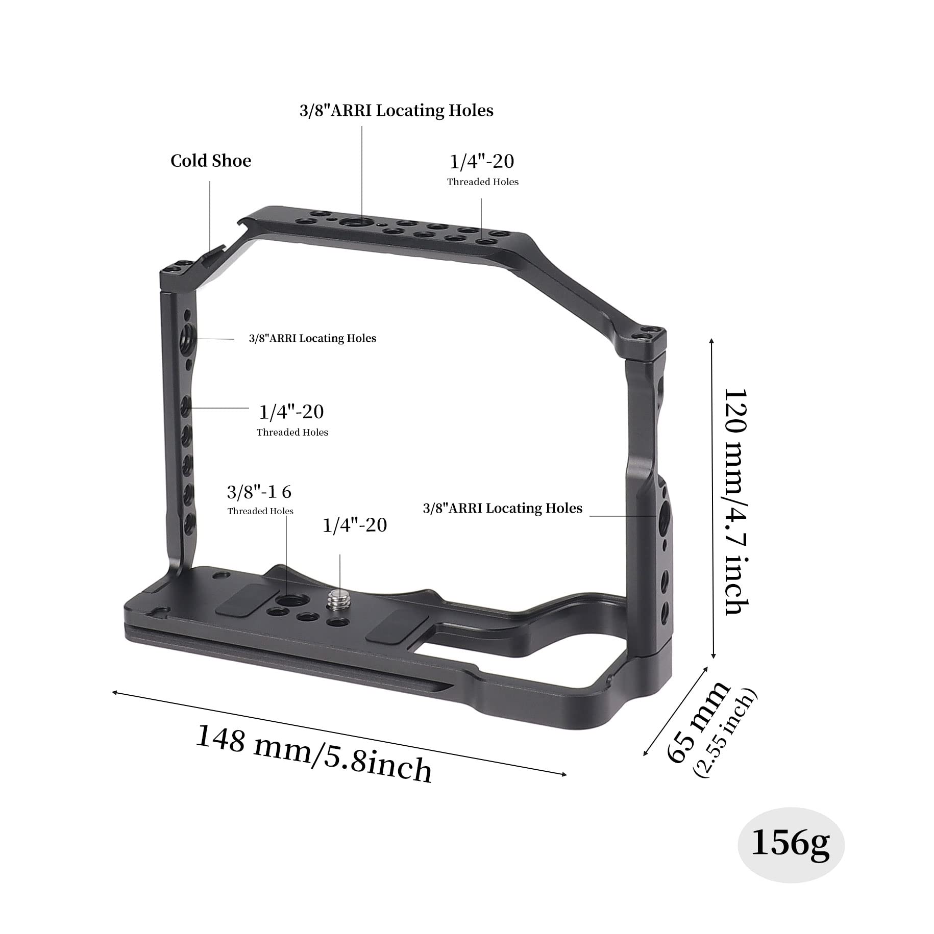 Fotga Aluminum Camera Cage + Top Handle For Panasonic Lumix S5Ii S5 Mark Ii G9Ii G9 Mark Ii Mirrorless Dslr Camera Making Video Filmmaking Compatible Arca Swiss Clamp