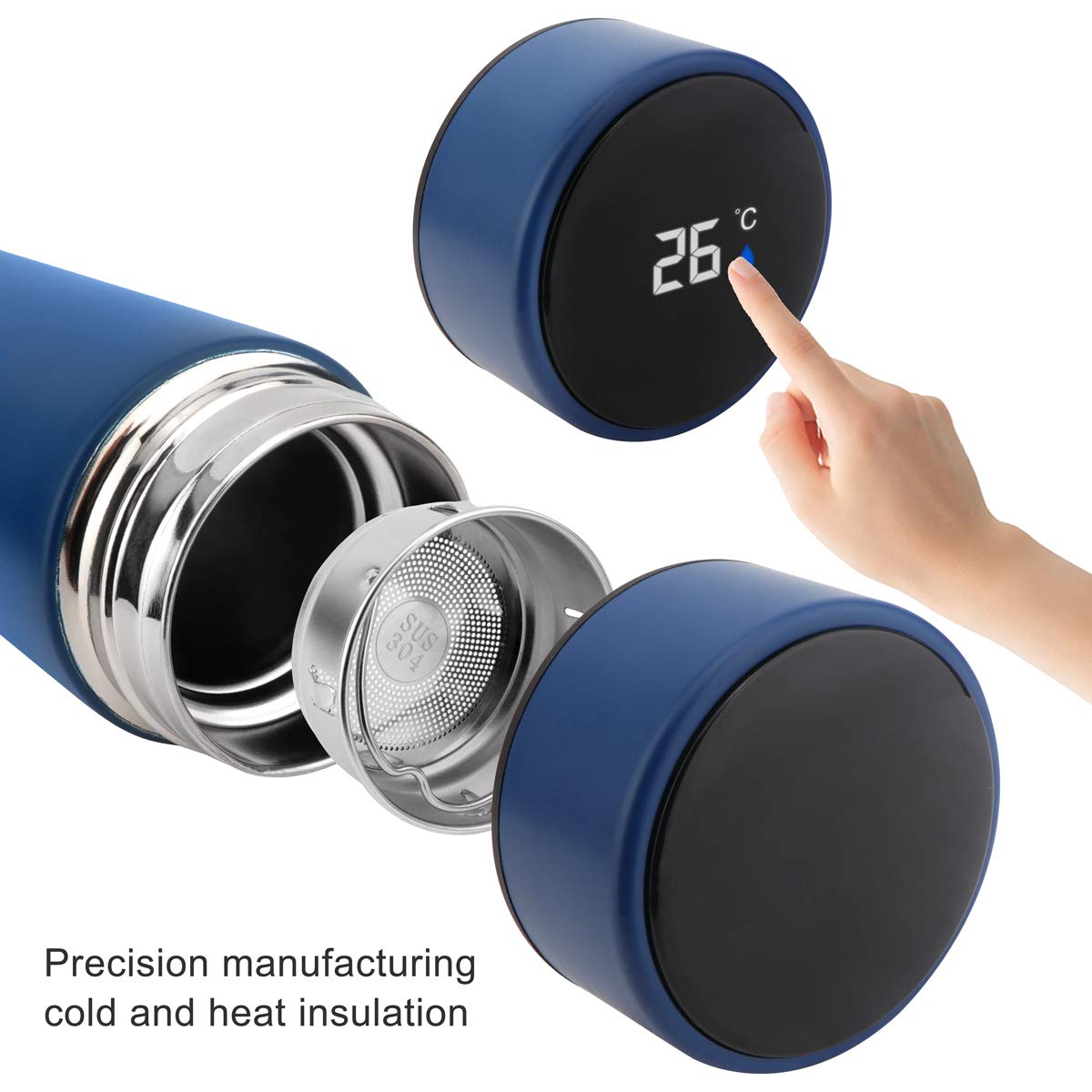 Qicheng&Lys Coffee Thermos,Tea Infuser Bottle,Smart Sports Water Bottle With Led Temperature