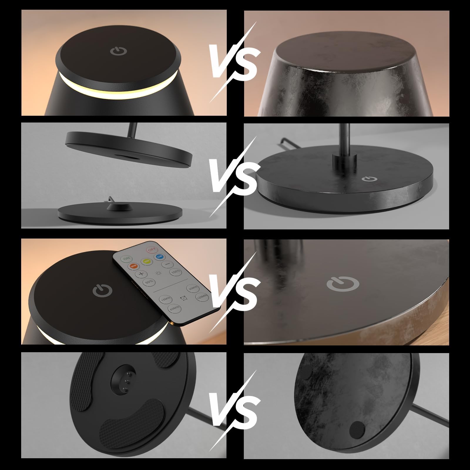 Yupola Cordless Table Lamp Rechargeable Set Of 2,Battery Operated Desk Lamp 5000Mah,Waterproof Touch Dimmable Light With Remote,3 Color Stepless Dimming Up,For Bedroom/Office/Bars/Camping. (Black,2)