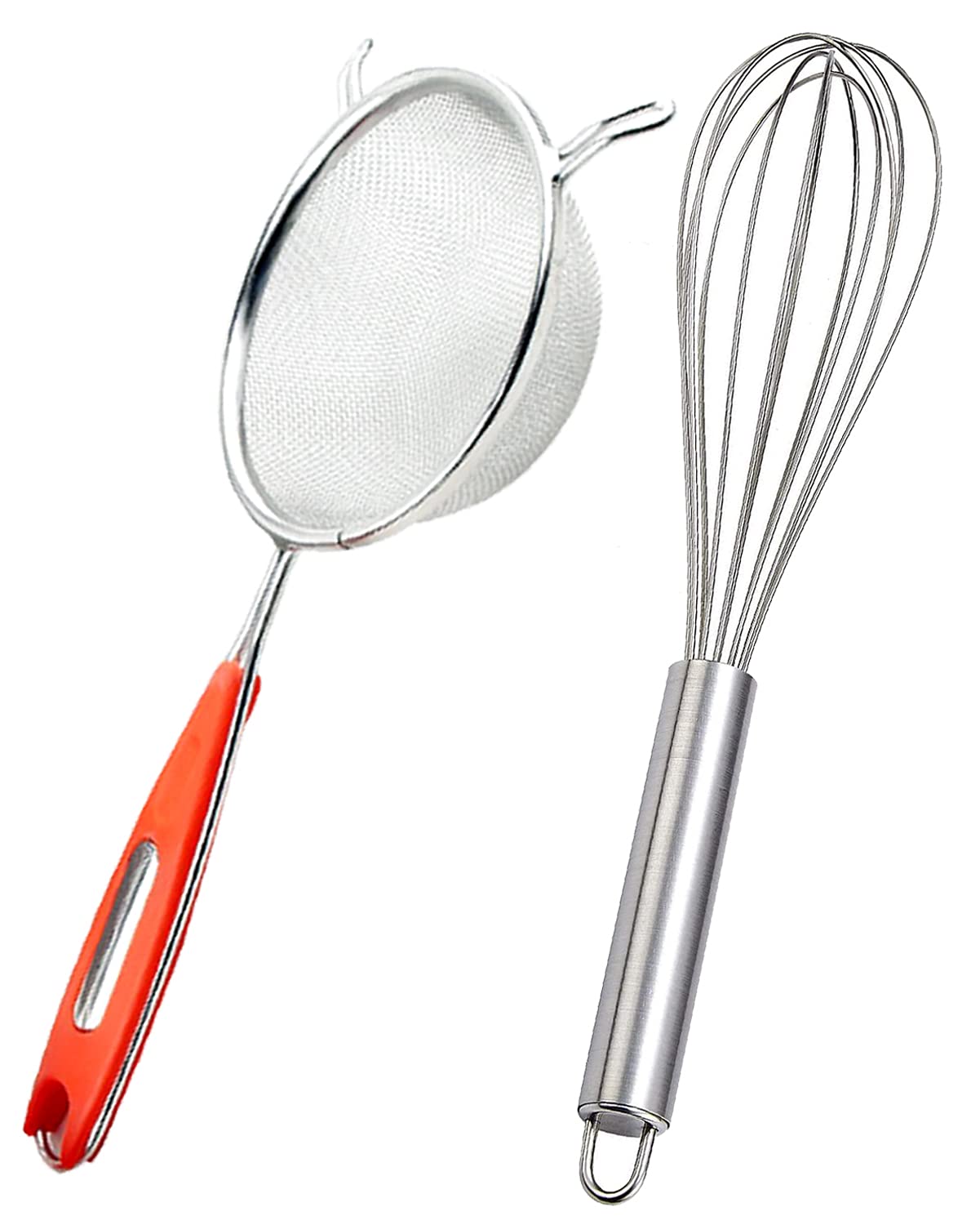 Kuber Industries Stainless Steel (15 Cm) Soup & Juice Strainer And Hand Blender Mixer Froth Whisker Latte Makerg(20Cm)(Silver) (Model: Hs_37_Kubmart020469)