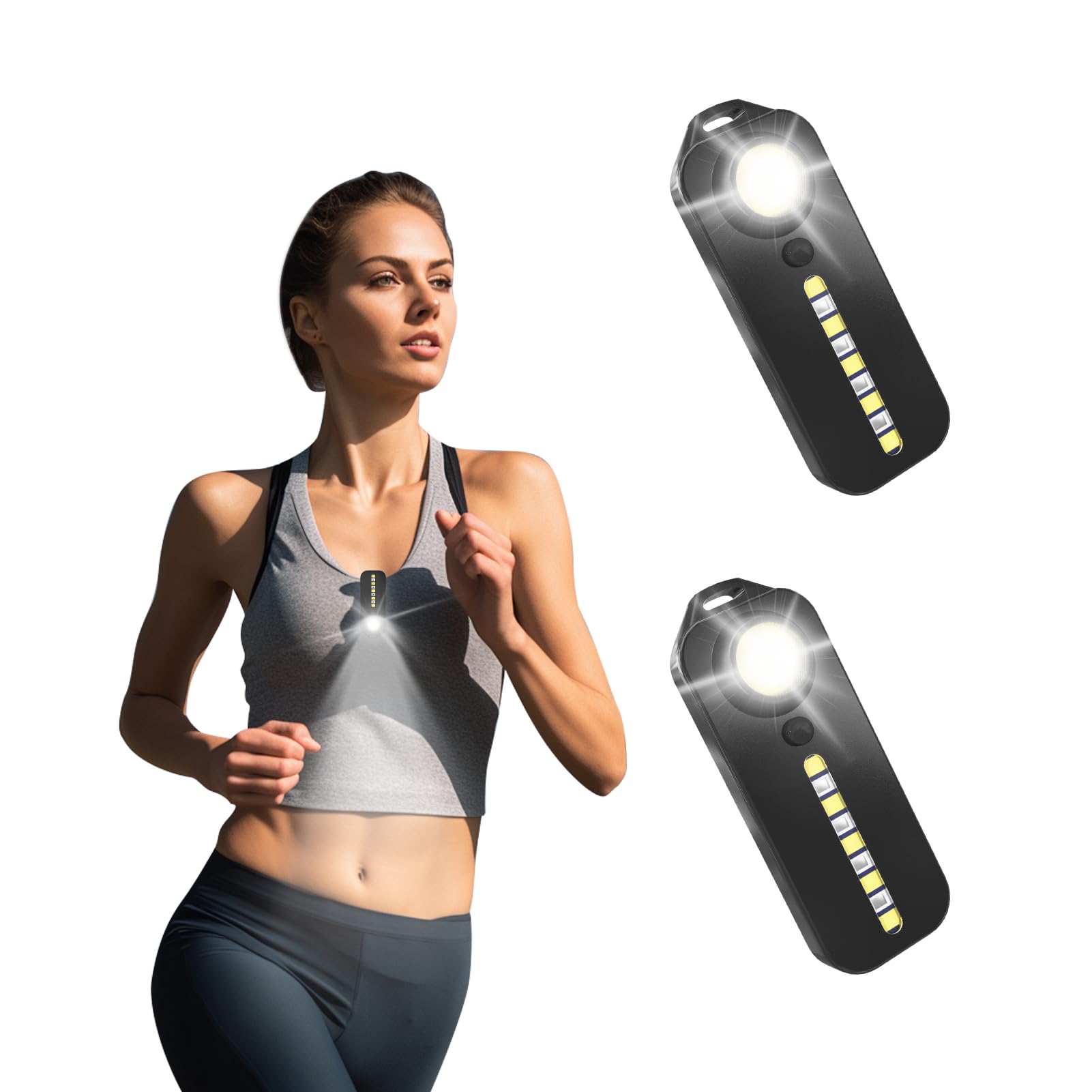 Lhotse Rechargeable Clip-On Running Light For Runners 2 Packs, Hands- Led Safety Flashlight For Night Walking, Camping, Hiking, Fishing, And Dog Walking
