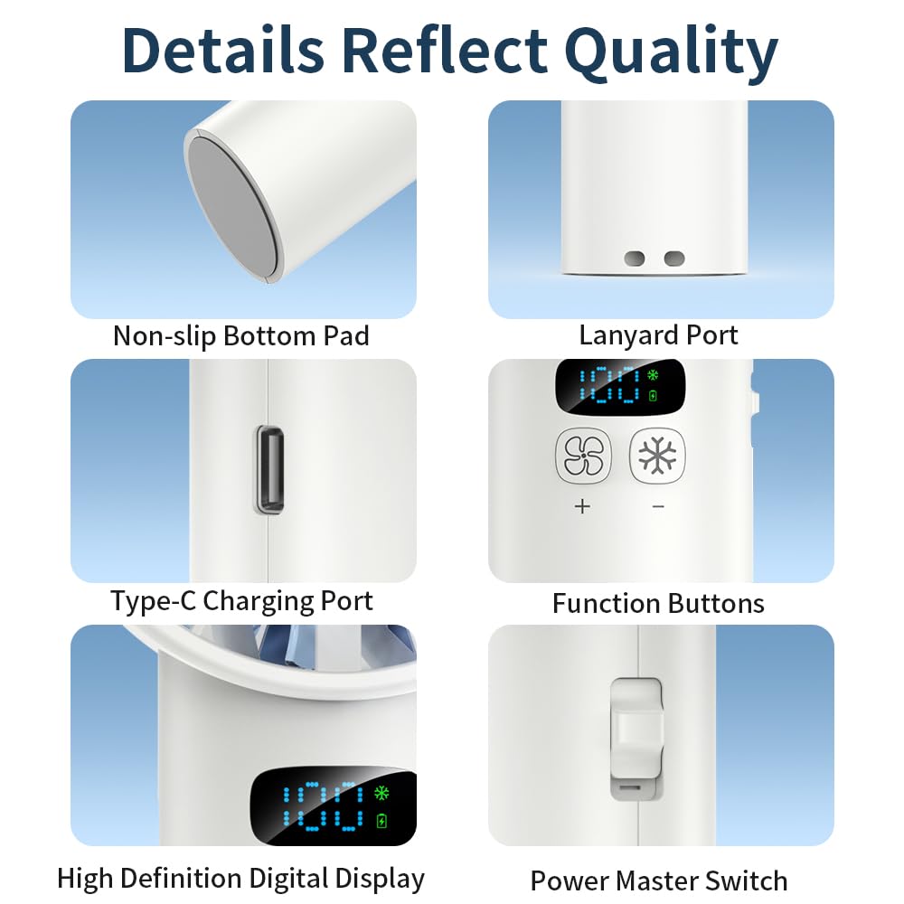 Portable Handheld Fan Rechargeable, Powerful Turbo Mini Fan With Cold Compress, 100 Speed 5200Mah