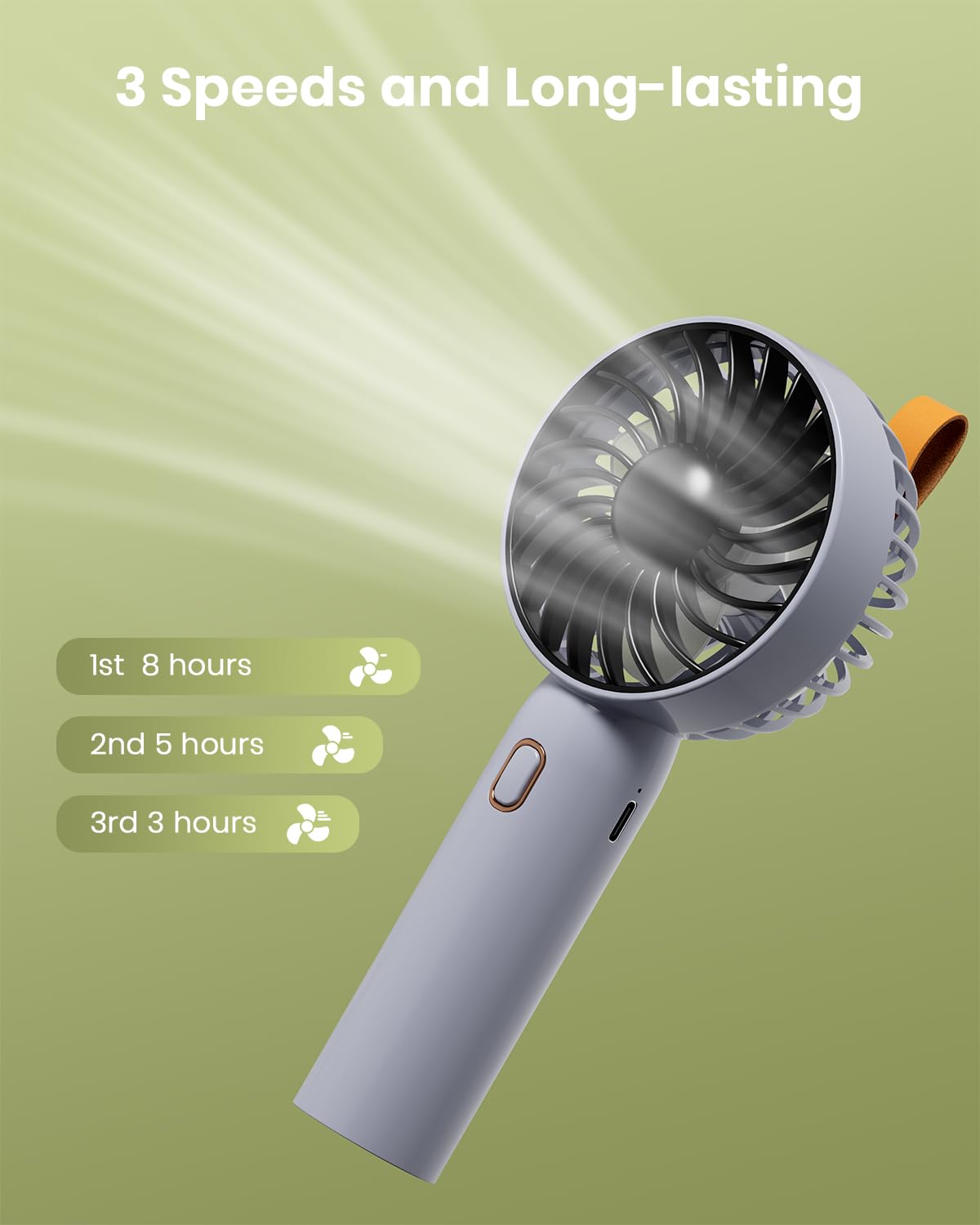 Retro Portable Fan, Mini Personal Handheld And Desktop With Base, 3 Powerful Speed, Usb Rechargeable