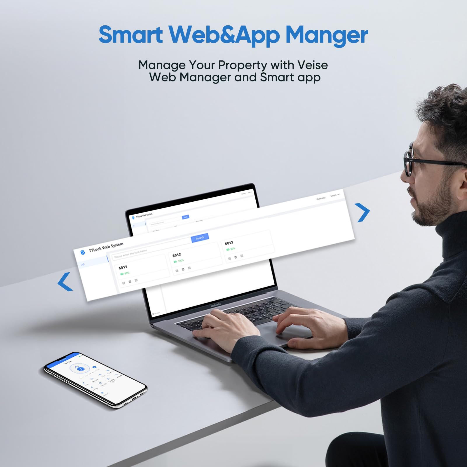 Narpult Smart Keyless Entry Door Lock With 2 Lever Handles, Smart Locks For Front Door, Fingerprint Smart Deadbolt, App Control, Electronic Keypad, Auto-Lock, Satin Nickel